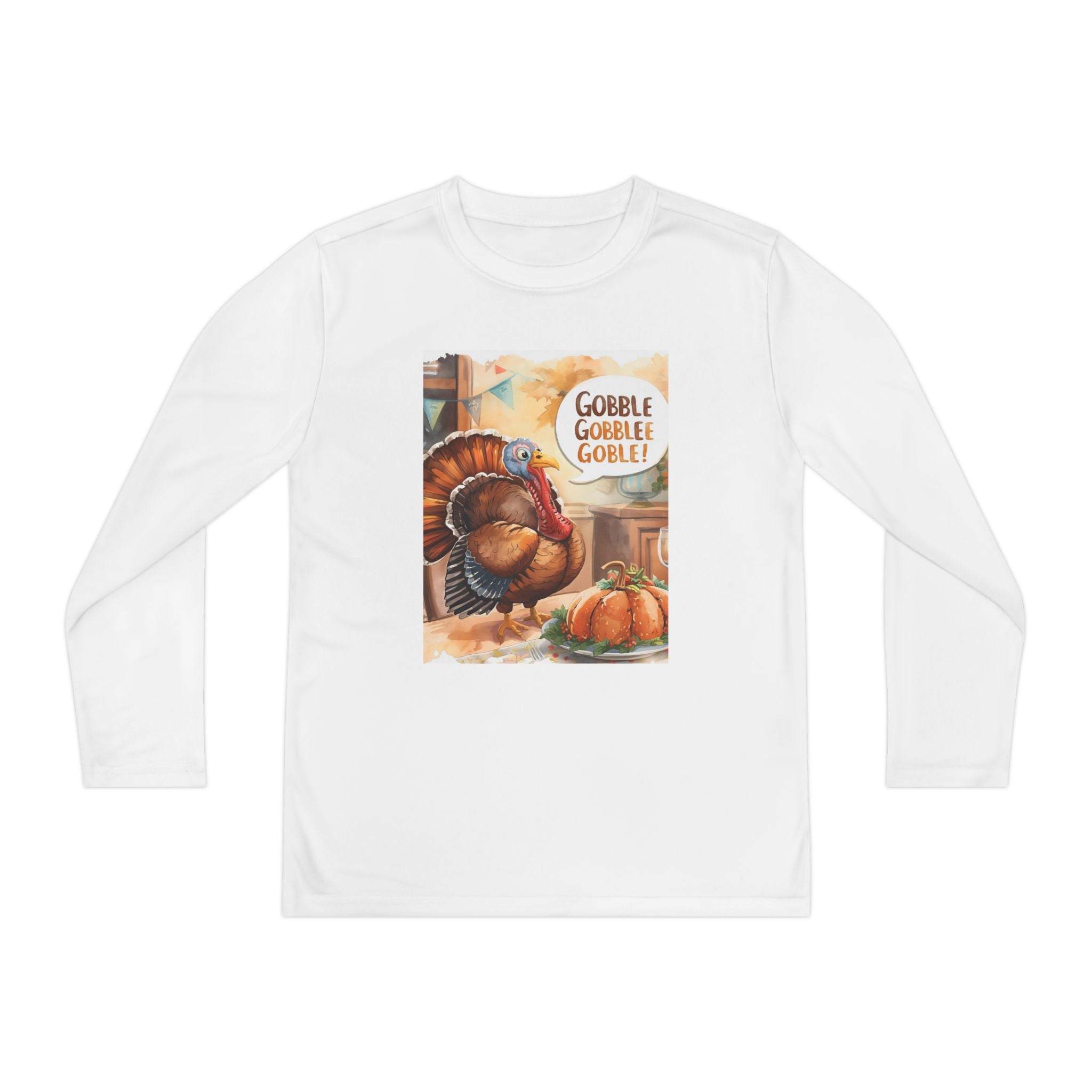 Thanksgiving Turkey Youth Long Sleeve Competitor Tee