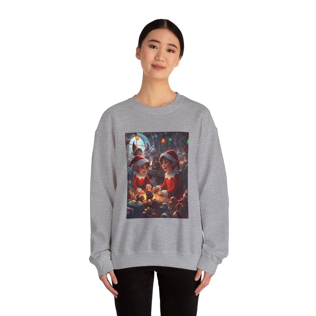 Christmas Elf Illustrative Sweatshirt, Christmas Gift, Holiday Apparel, Cozy Sweatshirt, Unisex Crewneck