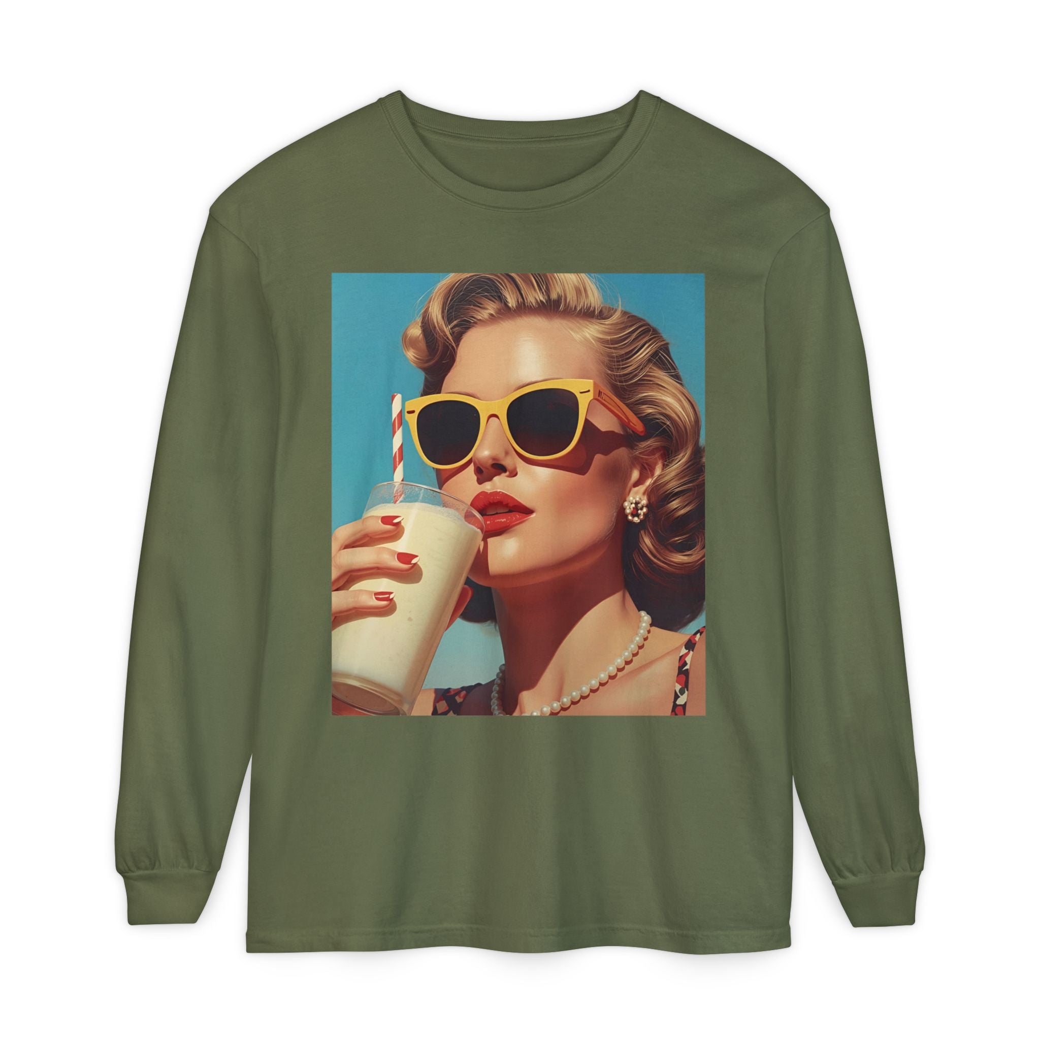 Retro Pop Art Long Sleeve T-Shirt, Vintage Graphic Tee, Fashion Top, Summer Style shirt, Gift for Art Lovers, Casual Wear