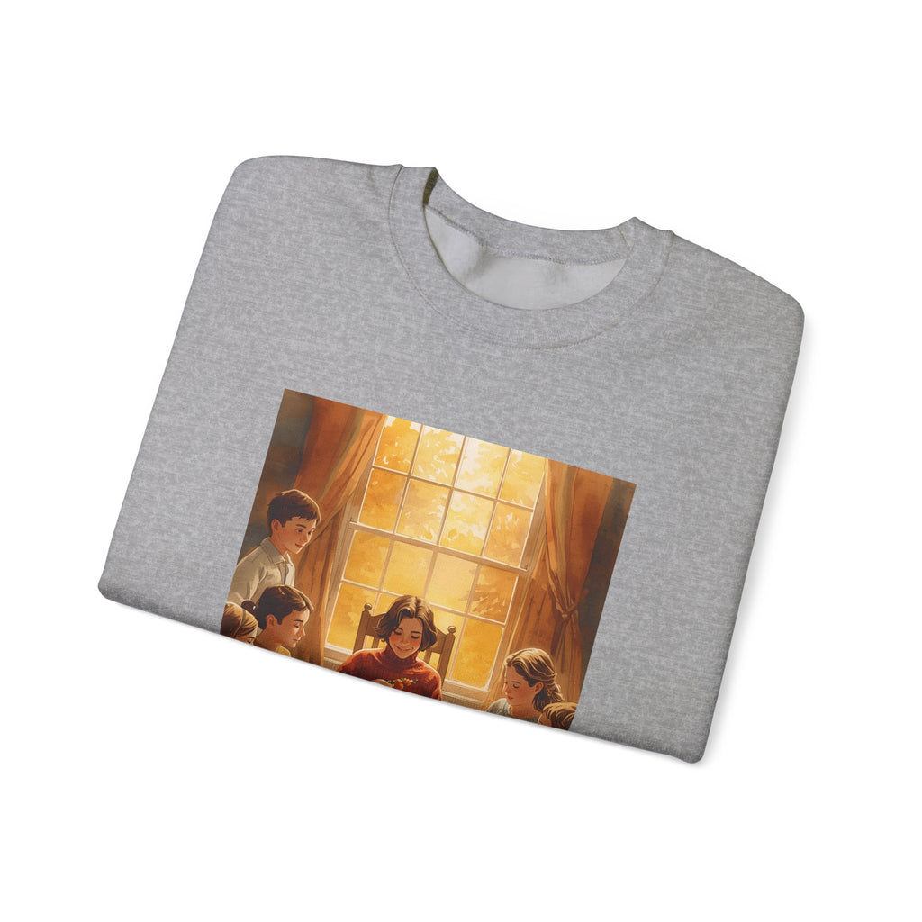 Cozy Family Dinner Crewneck Sweatshirt | Warm Winter Apparel, Casual Layering, Gift for Holidays, Family Gatherings, Nostalgic Artwork