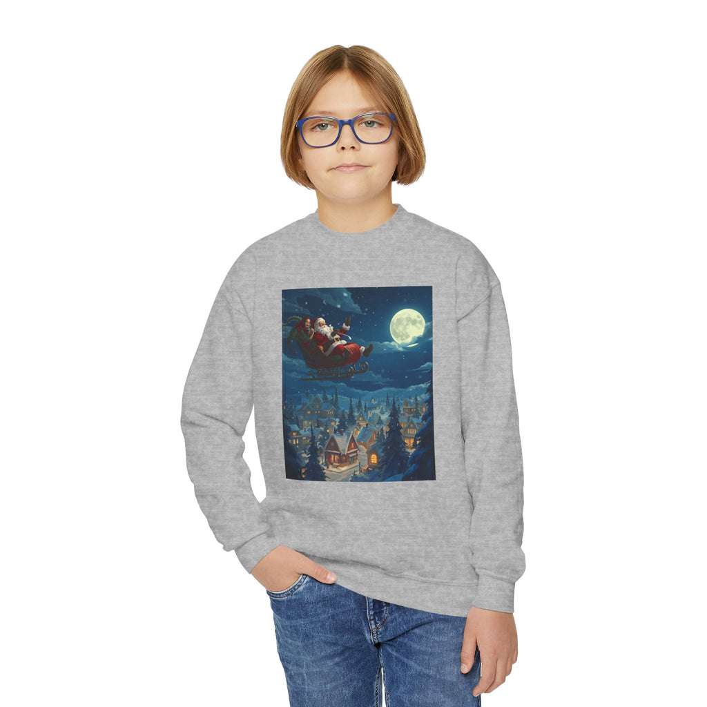 Christmas Santa Sleigh Youth Crewneck Sweatshirt