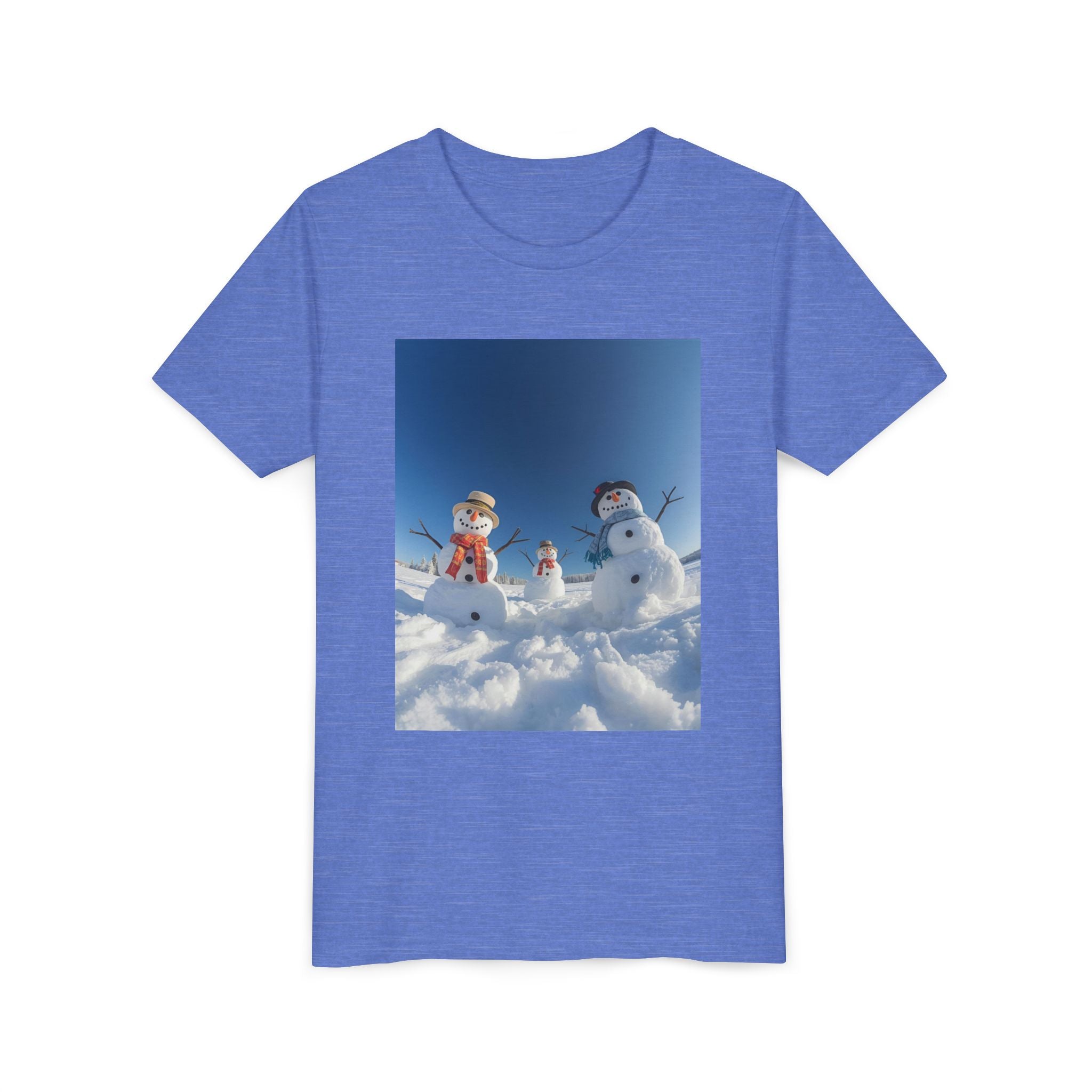 Festive Christmas Snowman Family Youth Short Sleeve Tee