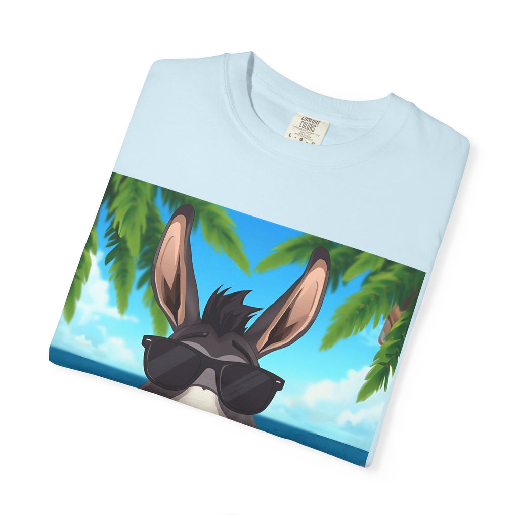 Chill Donkey Sunset T-Shirt, Unisex Summer Tee, Casual Beachwear, Gift for Animal Lovers, Fun Vacation Shirt