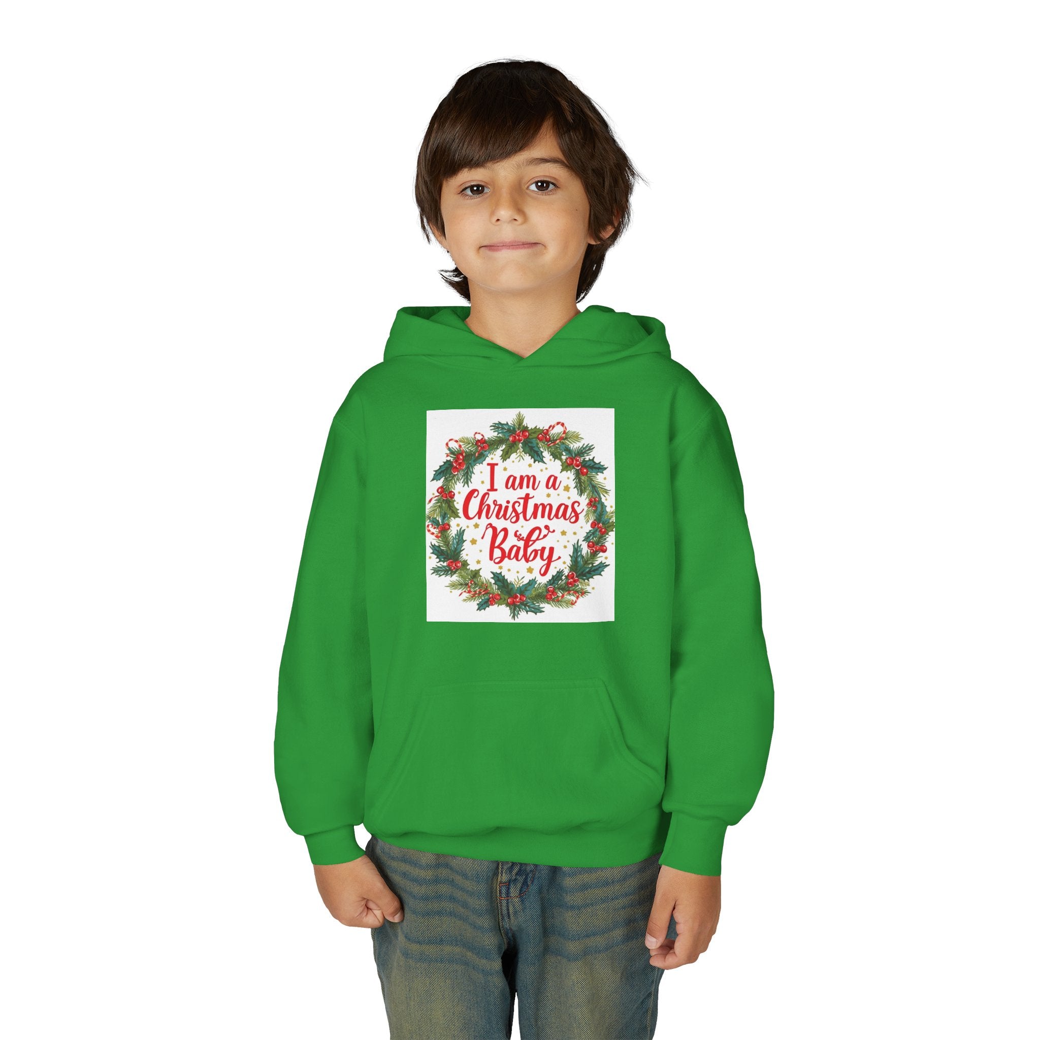 I Am A Christmas Baby Youth Heavy Blend Hooded Sweatshirt