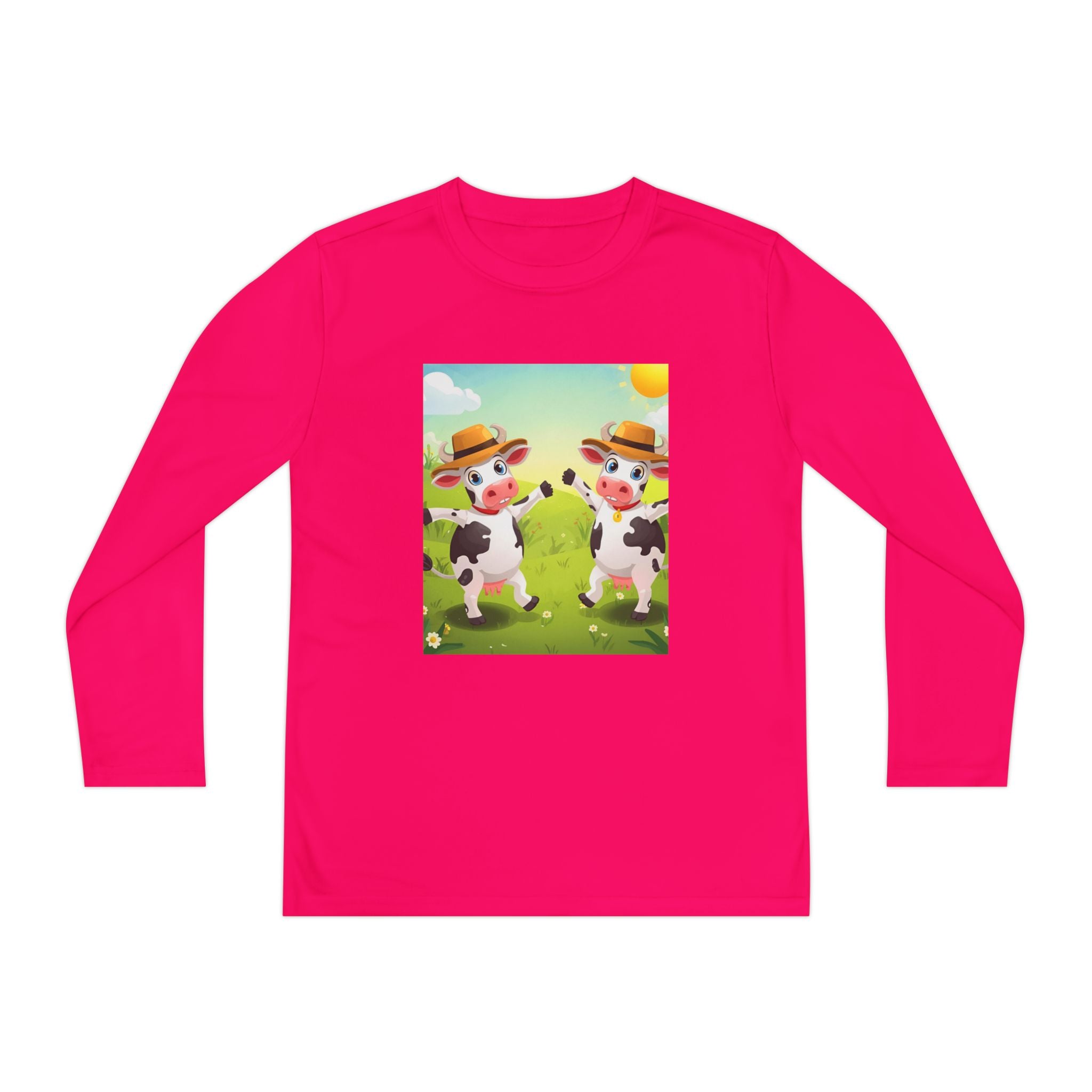 Cute Cows Farm Fun Youth Long Sleeve Competitor Tee