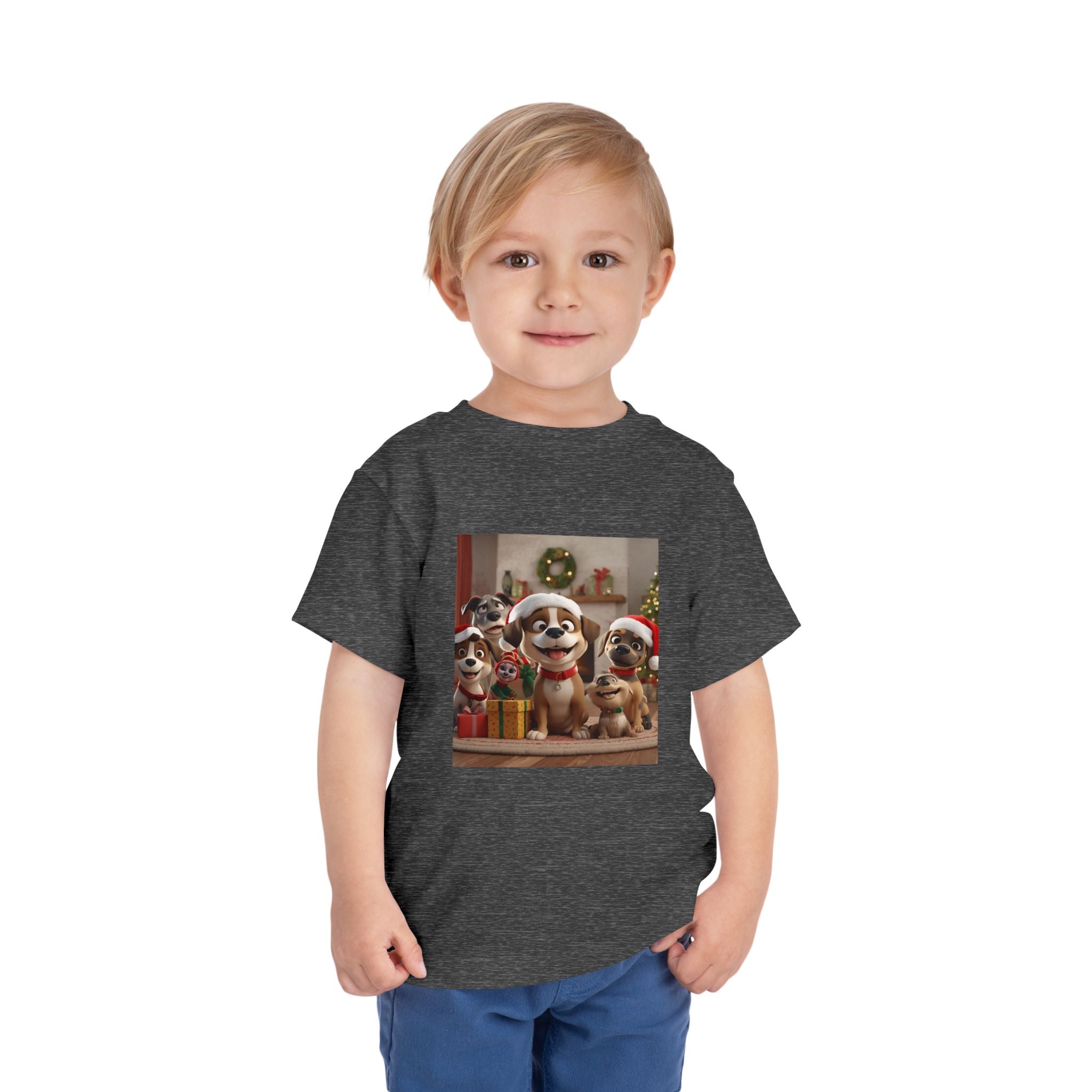 Cute Christmas Festive Puppy Toddler Tee, Cute Dog Christmas Shirt, Kids Holiday Clothing, Animal Lover Gift, Birthday Outfit