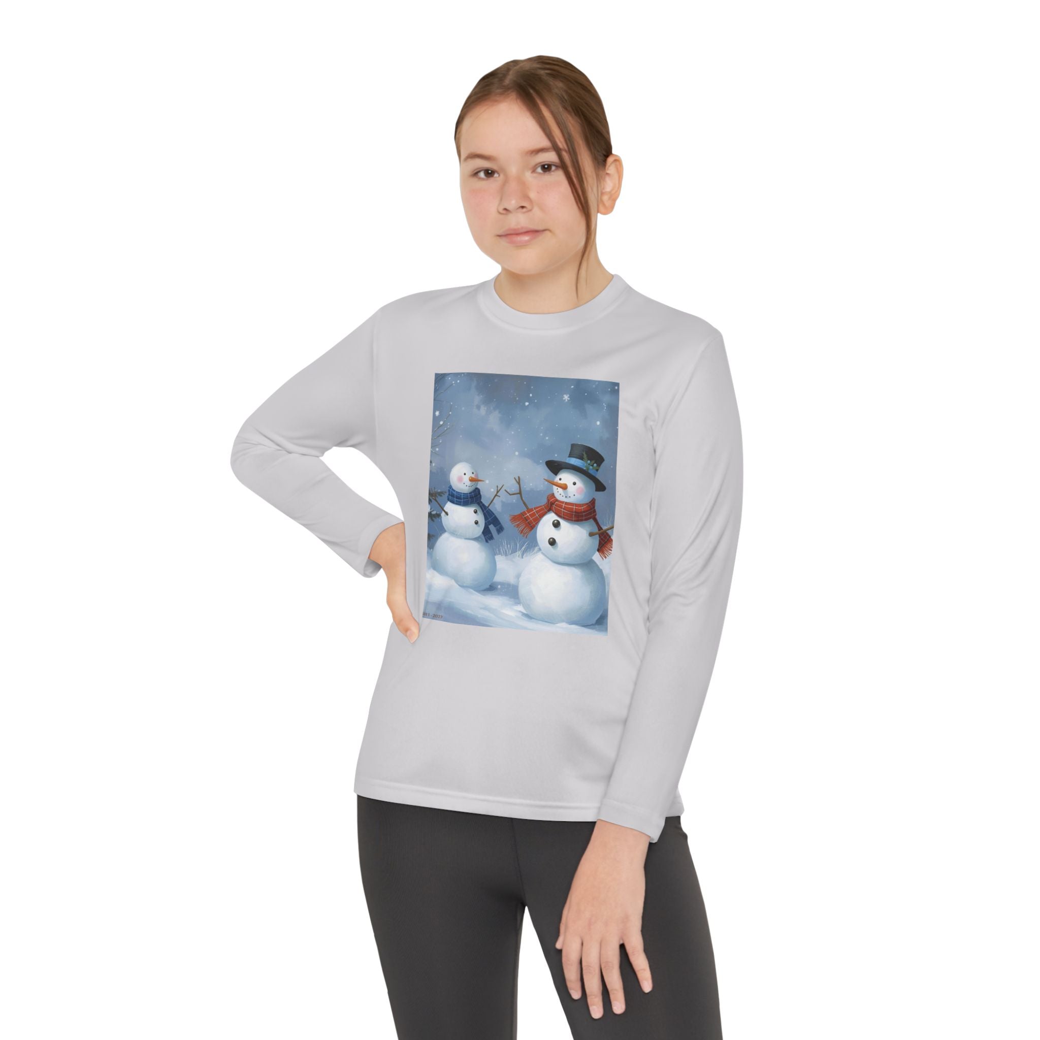 Christmas Snowman Family Youth Long Sleeve Competitor Tee