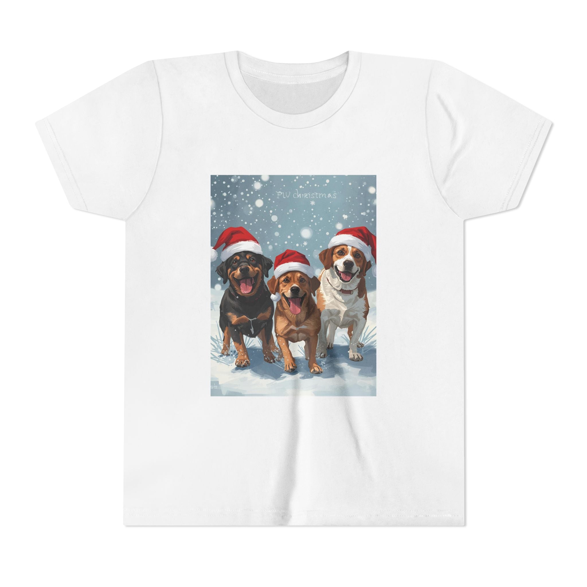 Cute Christmas Dogs Youth Short Sleeve Tee