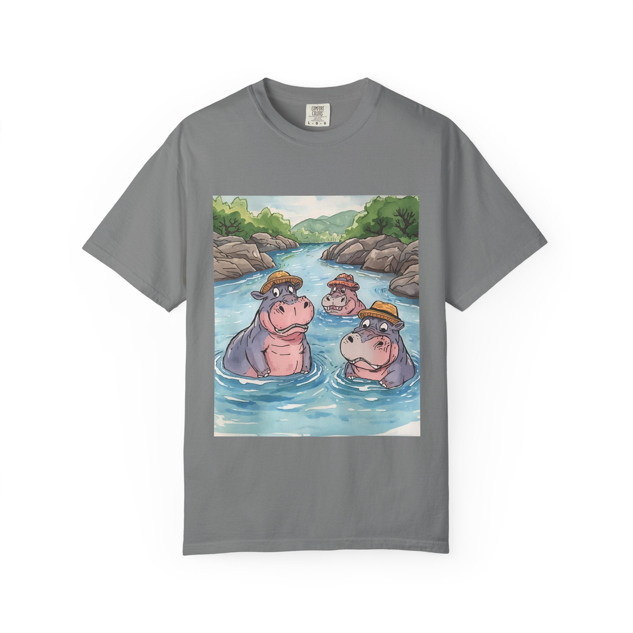 Hippo Adventure Unisex T-Shirt, Cute Animal Tee, Gift for Nature Lovers, Casual Wear, Birthday and Summer Vibe