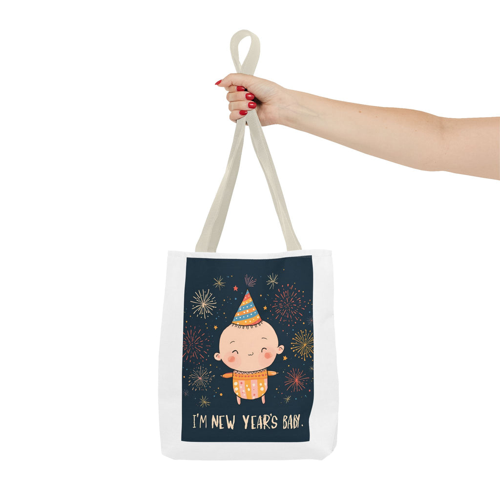 New Year's Baby Tote Bag, Cute Baby Bag, Holiday Gift, Party Essential, Fun Life Accessory, Festive Shopping Bag, New Year's Celebration