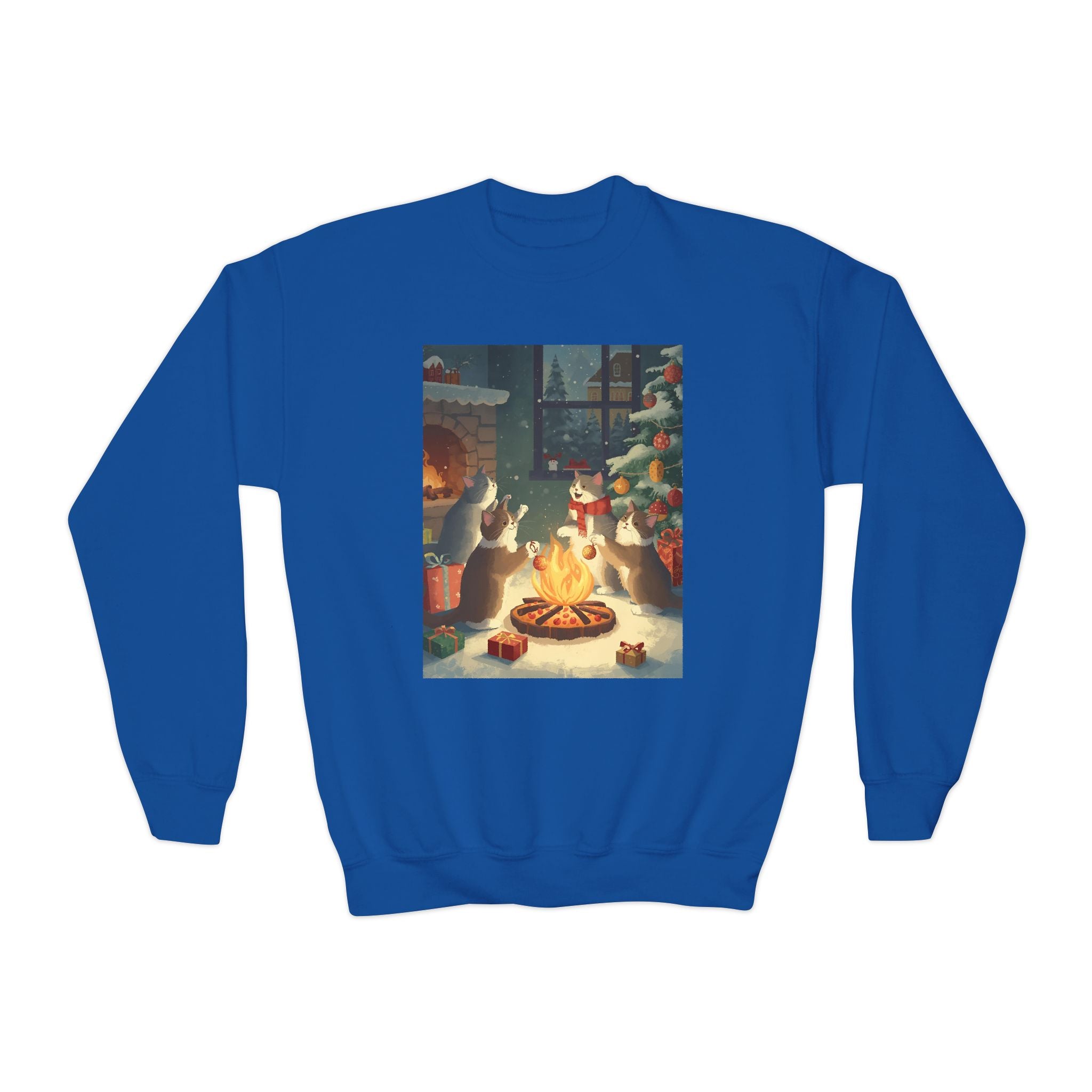 Cute Cats Christmas Youth Crewneck Sweatshirt
