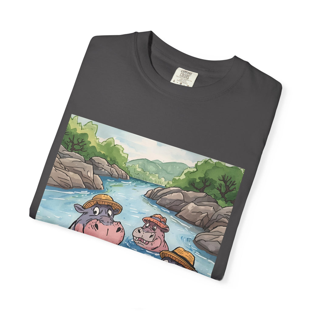 Hippo Adventure Unisex T-Shirt, Cute Animal Tee, Gift for Nature Lovers, Casual Wear, Birthday and Summer Vibe