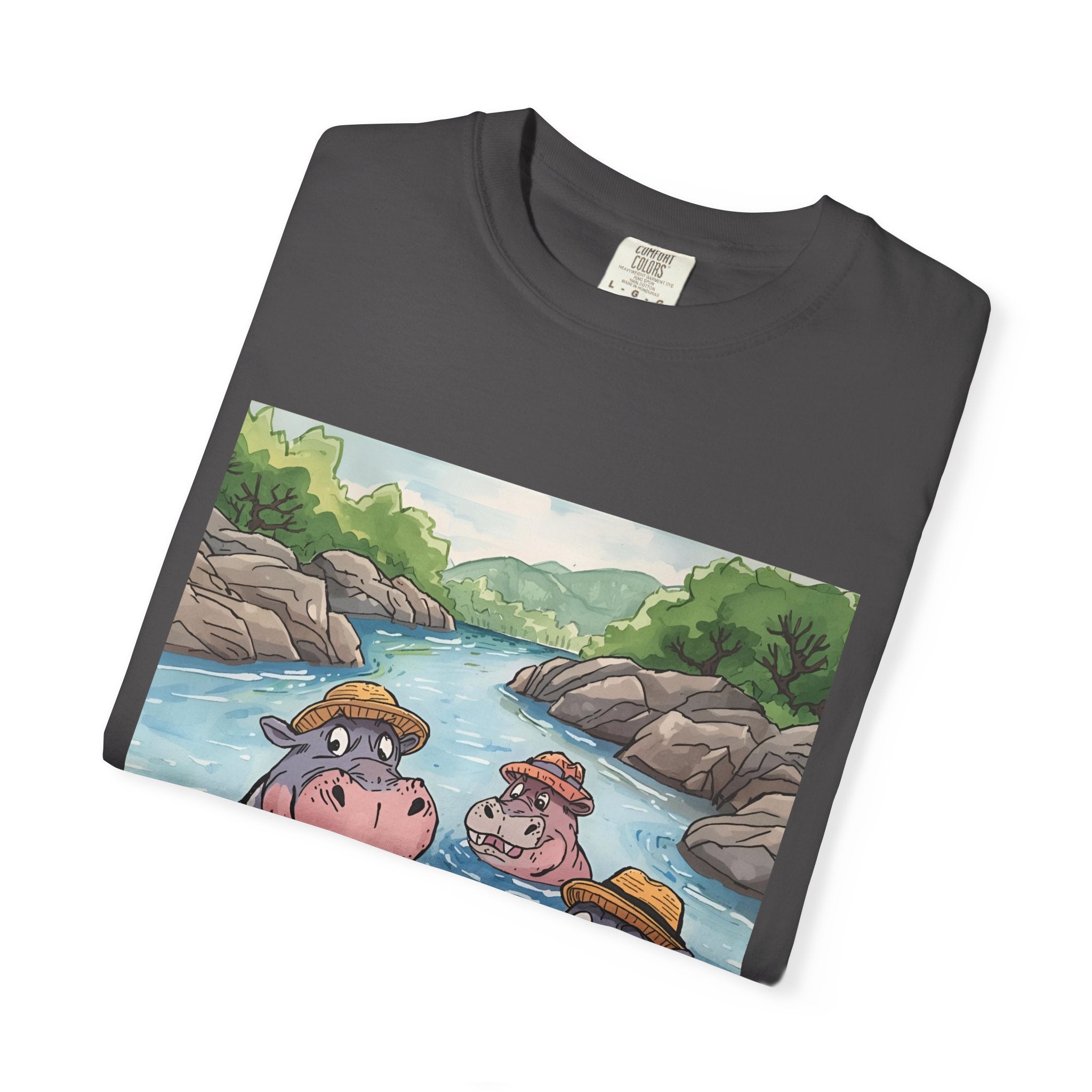 Hippo Adventure Unisex T-Shirt, Cute Animal Tee, Gift for Nature Lovers, Casual Wear, Birthday and Summer Vibe