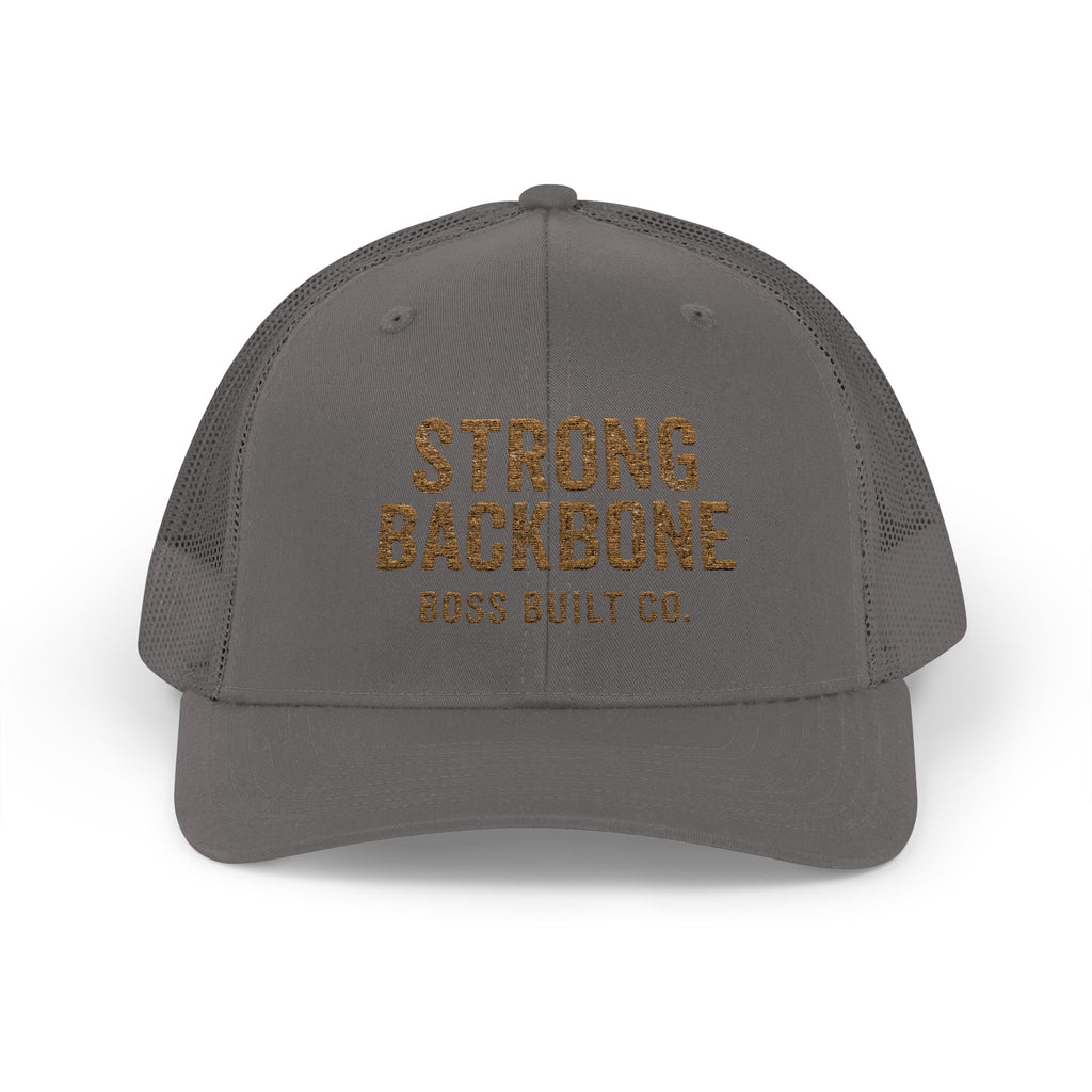 Boss Built Co Strong Backbone Trucker Cap — Motivational Snapback Hat