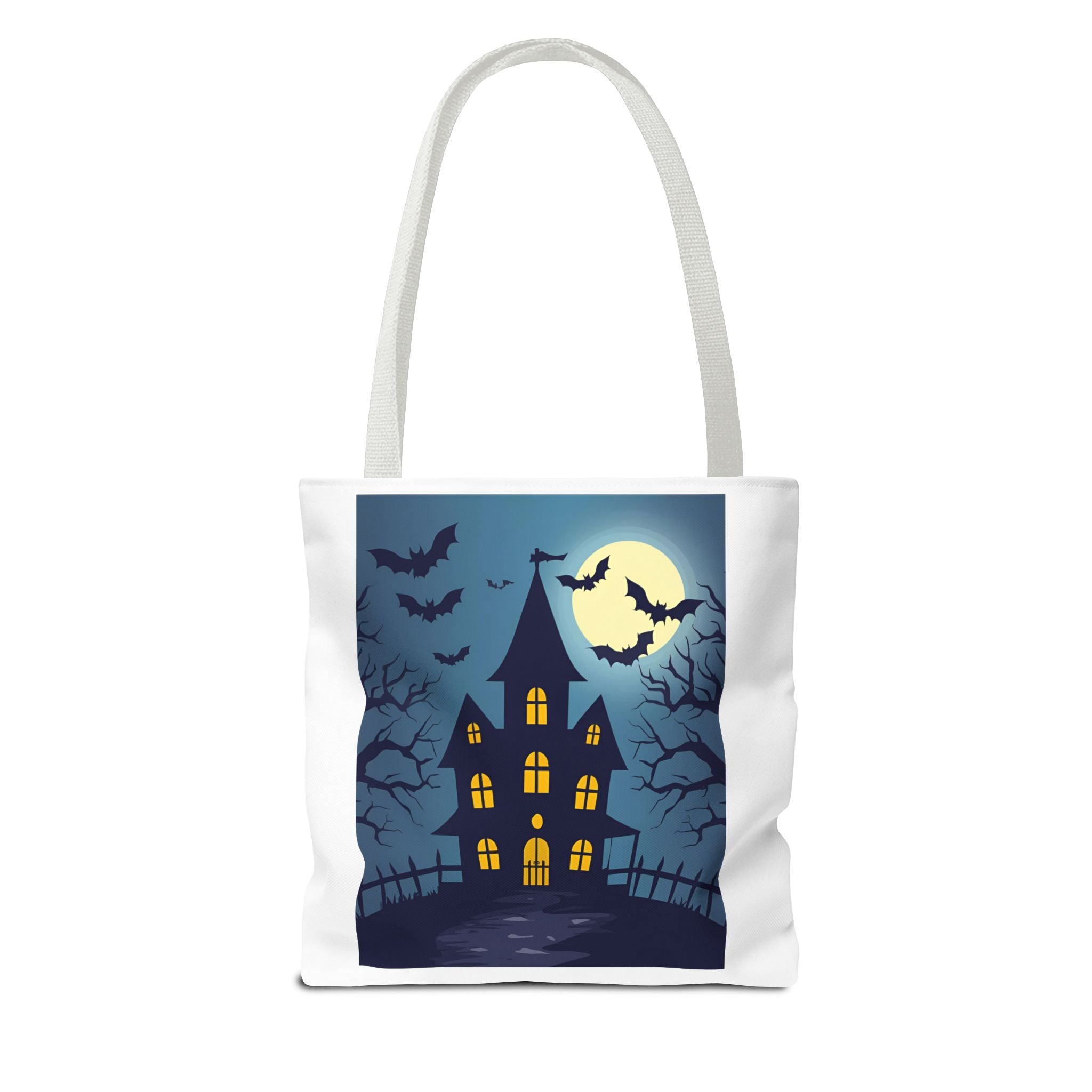 Halloween Haunted House Tote Bag, Spooky Shopping Bag, Party Favor, Trick or Treat, Autumn Accessory, Gift for Ghost Lovers, Haunted House Design