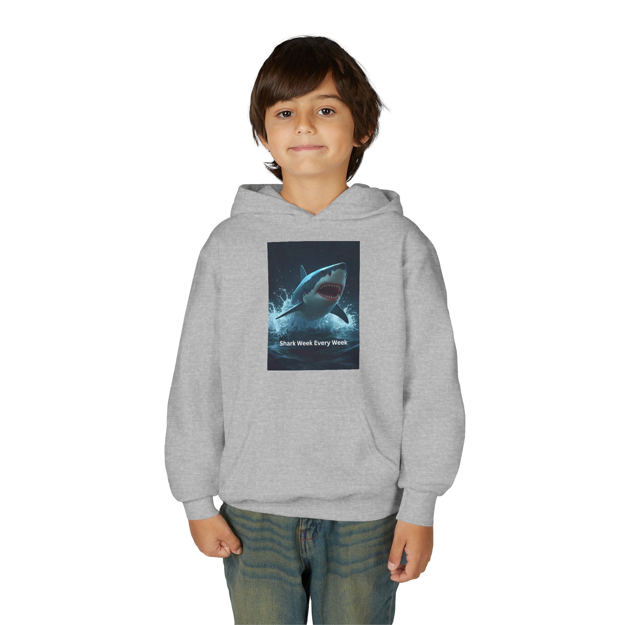 Shark Week Youth Hoodie - Fun, Comfortable Sweatshirt for Ocean Lovers, Kids Merchandise, Gift for Summer, Adventure Apparel, Sea Life Style