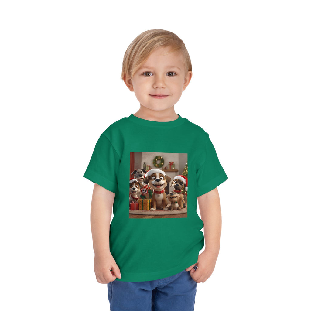 Cute Christmas Festive Puppy Toddler Tee, Cute Dog Christmas Shirt, Kids Holiday Clothing, Animal Lover Gift, Birthday Outfit