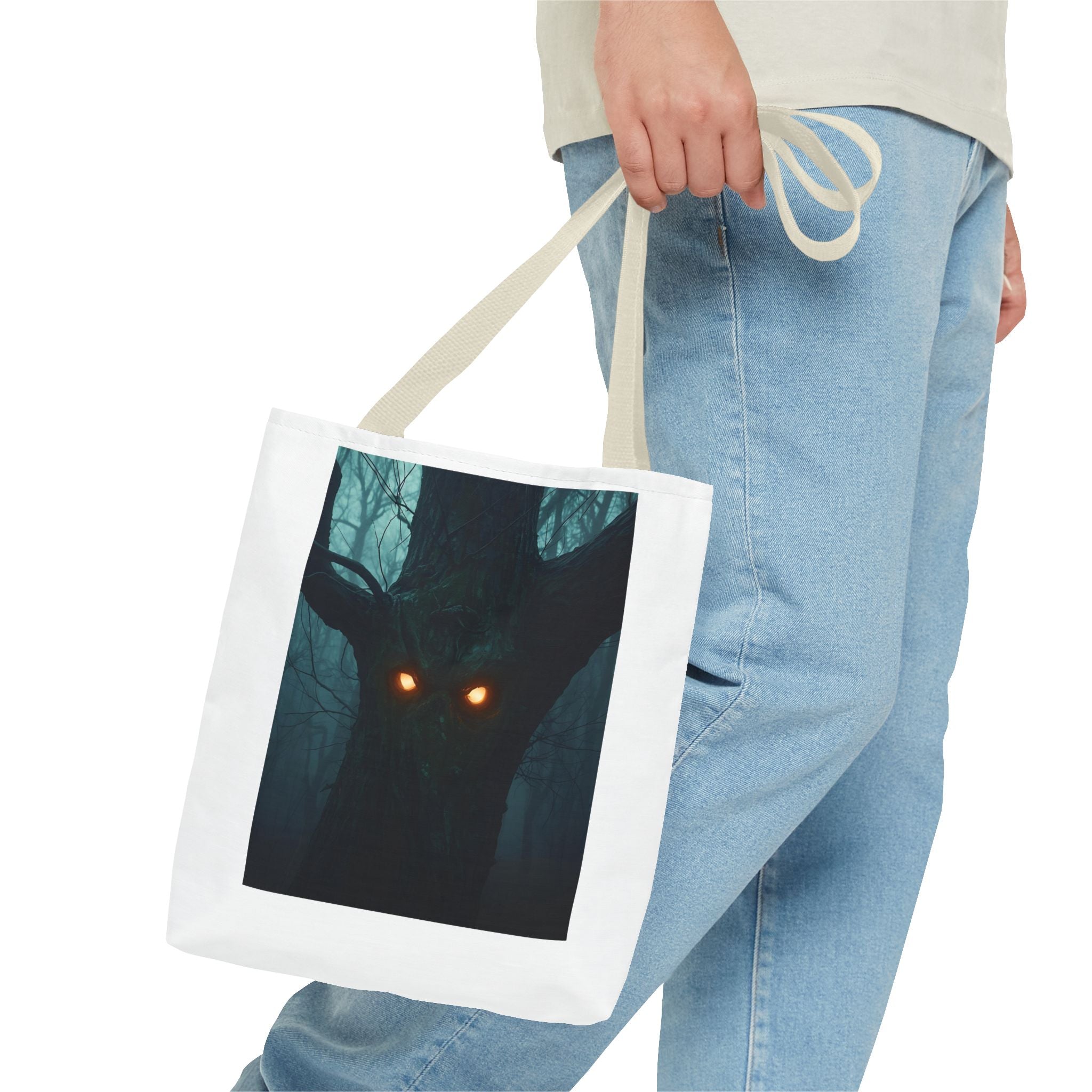 Mysterious Forest Spirit Tote Bag, Magical Tote, Halloween Bag, Eco-Friendly Shopping Bag, Gift for Nature Lovers, Unique Design