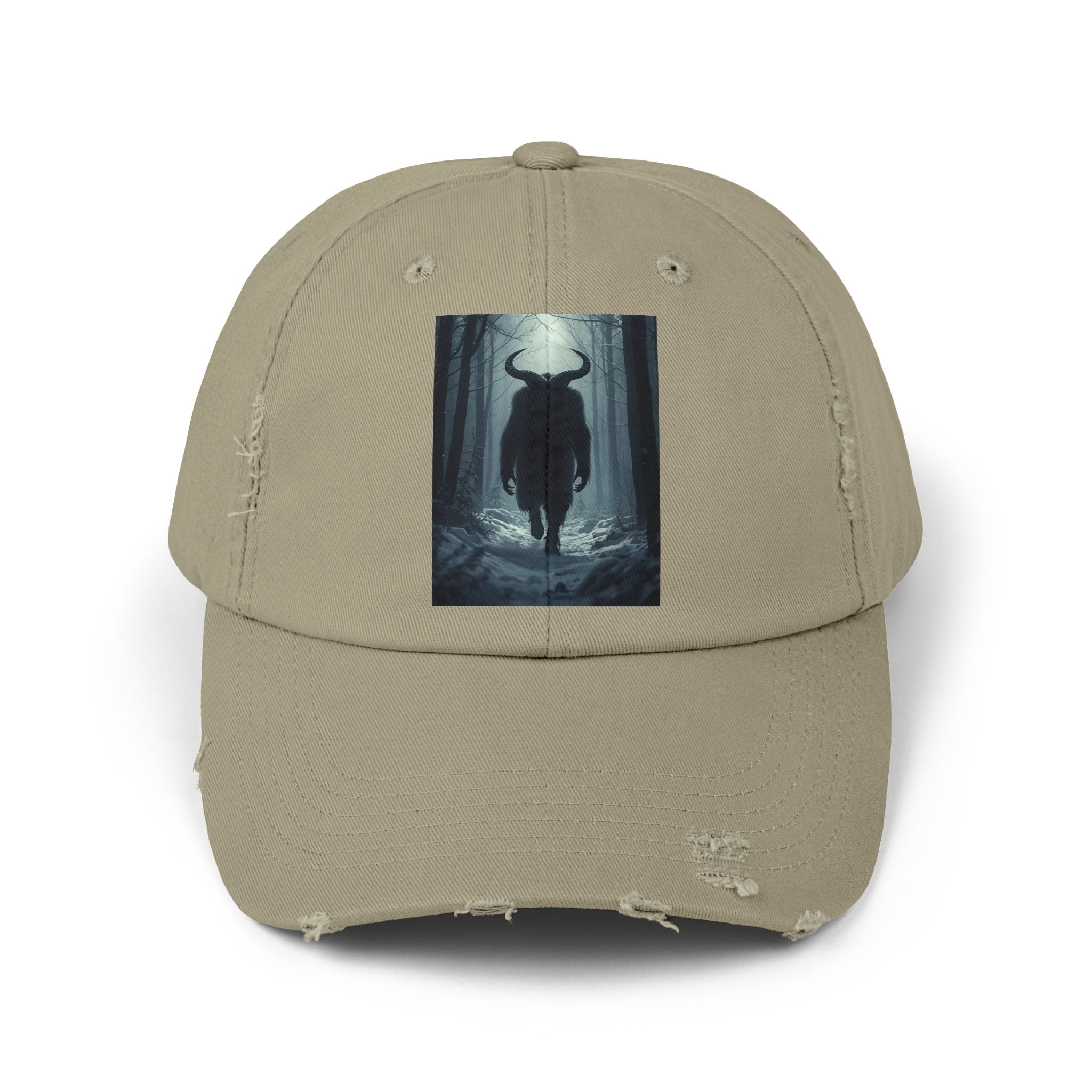 Spooky Forest Snow Creature Unisex Distressed Cap