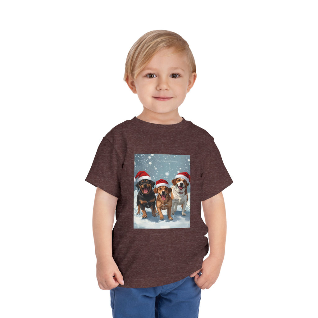 Cute Christmas Dogs Toddler Short Sleeve Tee