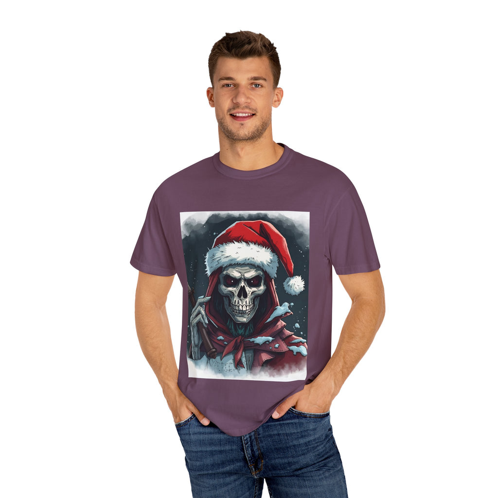 Spooky Santa Skull Graphic T-Shirt - Unisex Holiday Apparel, Christmas Gift, Casual Wear, Graphic Tee, Halloween Shirt