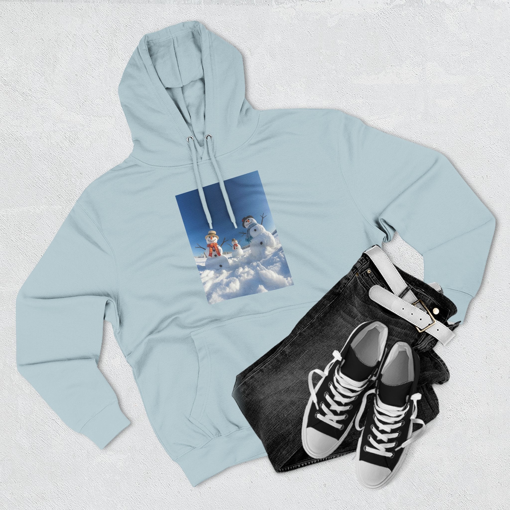 Cozy Fleece Hoodie with Fun Snowmen Design, Winter Wear, Gift for Christmas, Birthday Present, Casual Outfit, Hoodie for Snow Lovers