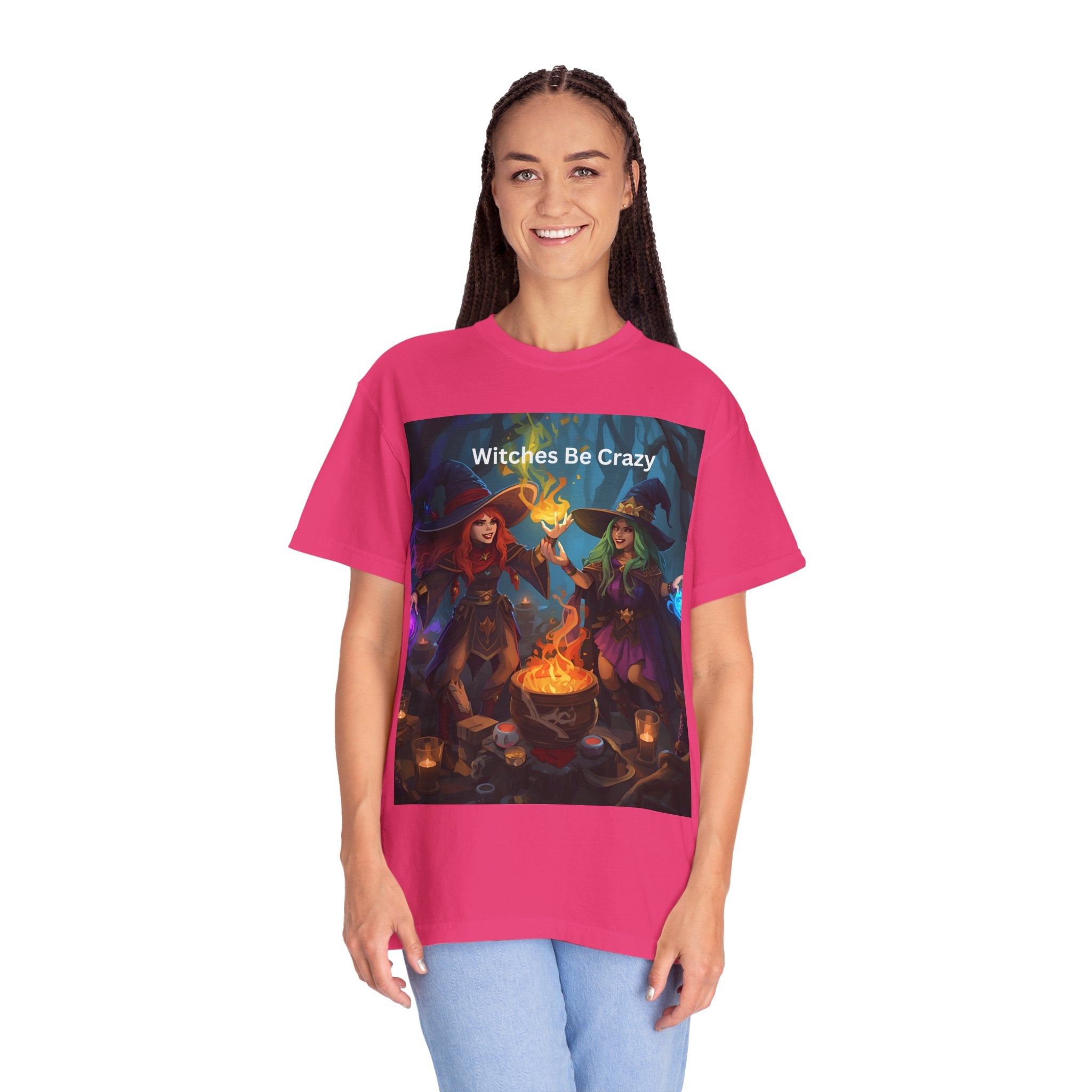Spooky Halloween Witches Be Crazy T-Shirt | Unisex Garment-Dyed Tee for Halloween, Witchy Vibes, Spooky Season, Gift for Witch Lovers, Everyday Wear