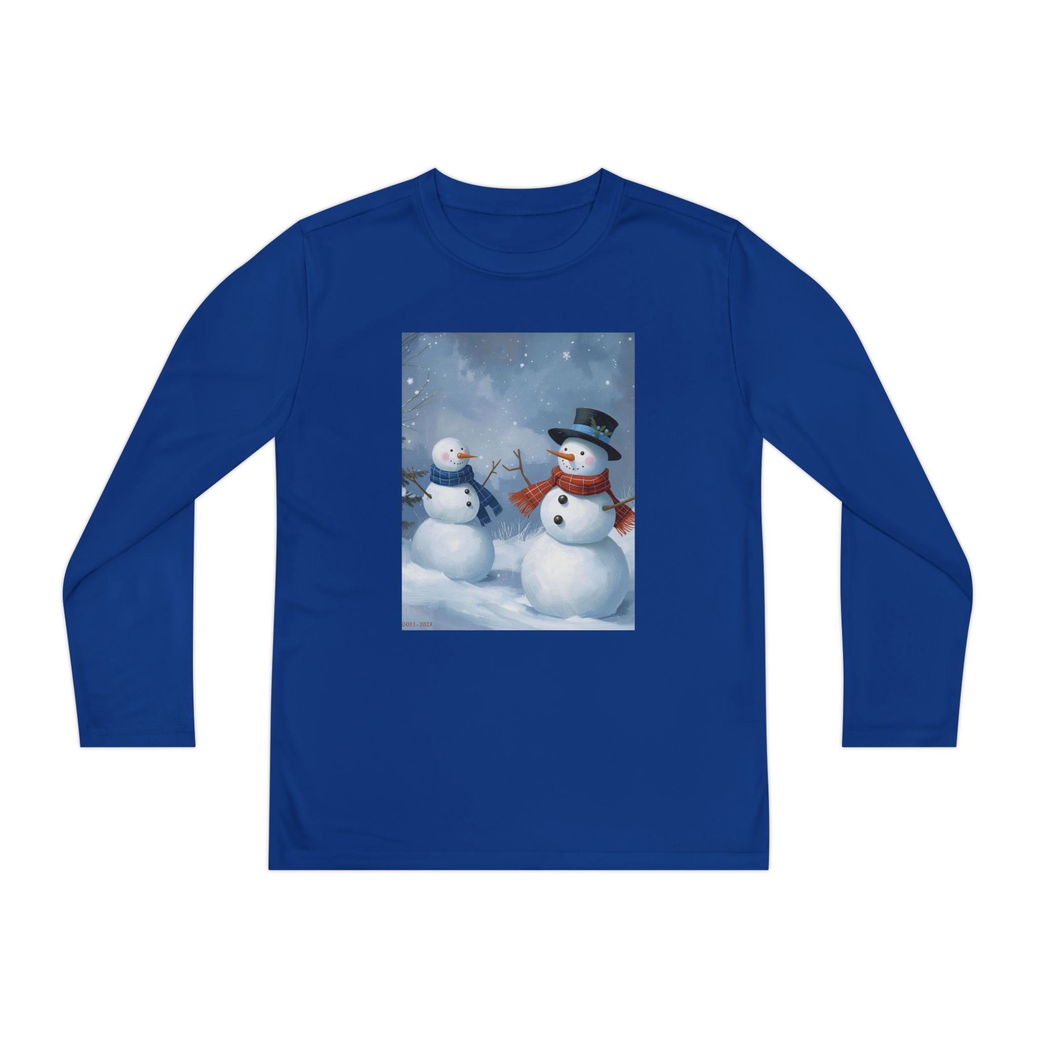 Christmas Snowman Family Youth Long Sleeve Competitor Tee