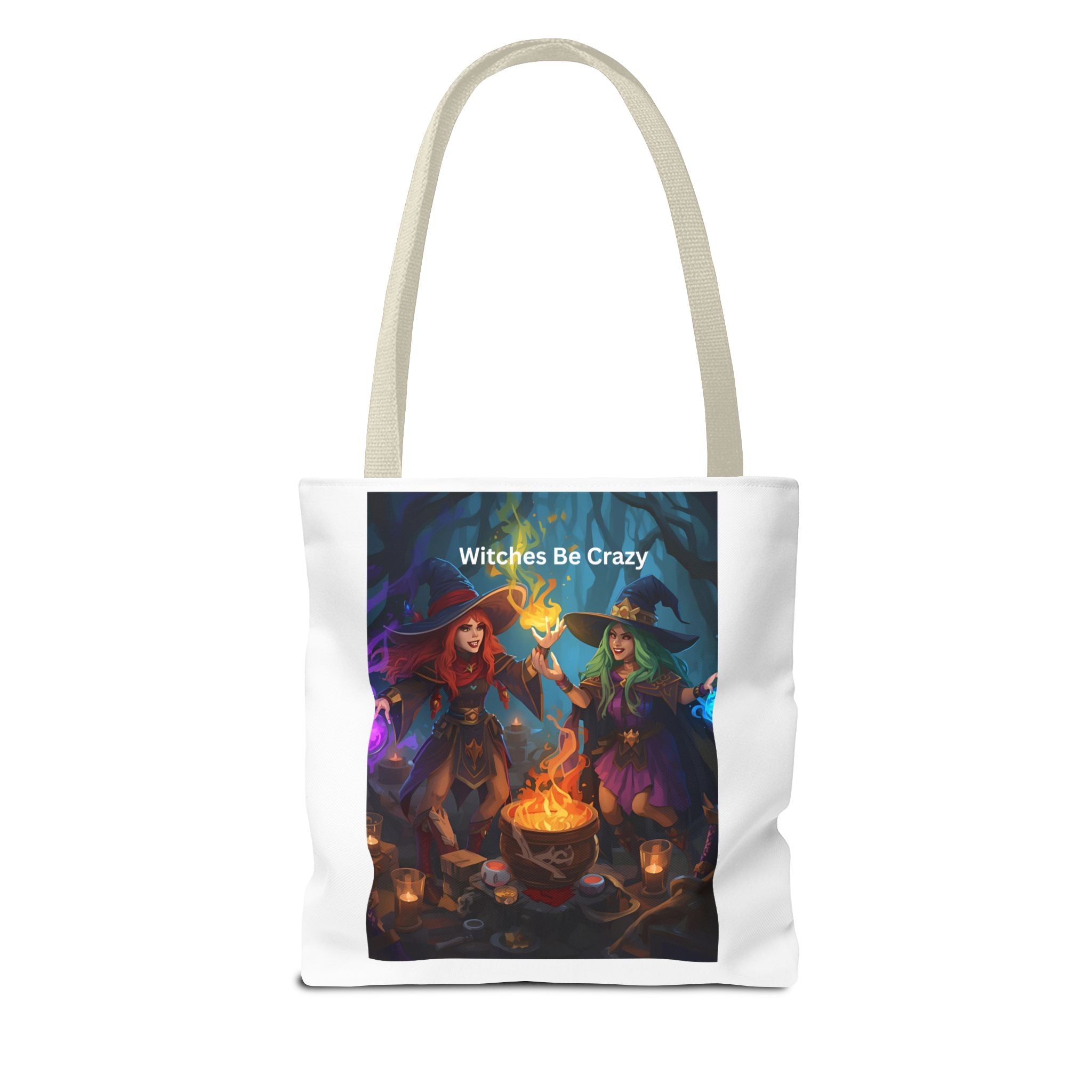 Spooky Halloween Witchy Tote Bag - Witches Be Crazy, Stylish Carryall, Halloween Gift, Boho Bag, Magic Lover's Accessory, Unique Shopper