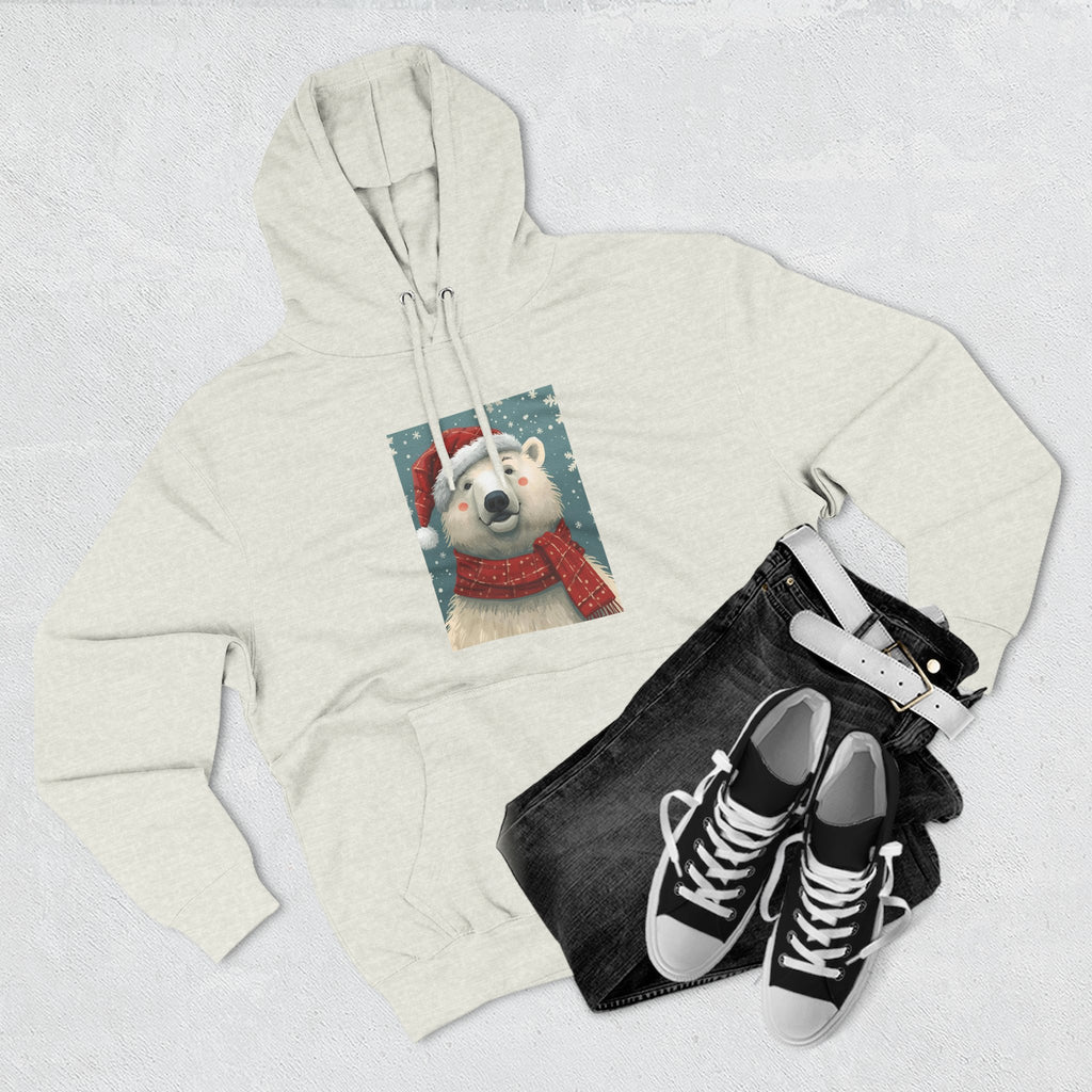 Cozy Polar Bear Holiday Hoodie, Winter Fleece Sweatshirt, Christmas Gift, Cute Animal Hoodie, Festive Apparel, Seasonal Wear
