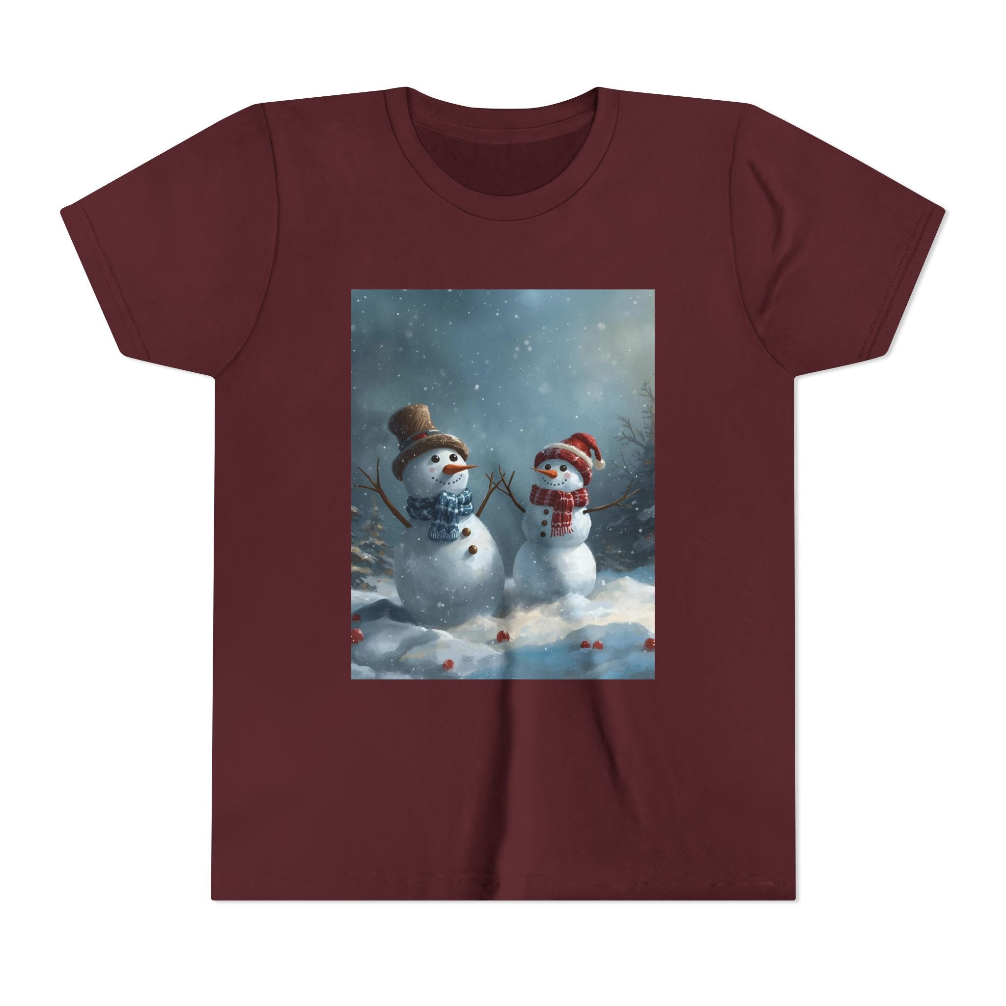 Youth Christmas Snowman Tee, Winter T-Shirt, Christmas Gift, Holiday Apparel, Kids Winter Wear, Cute Snowman Design