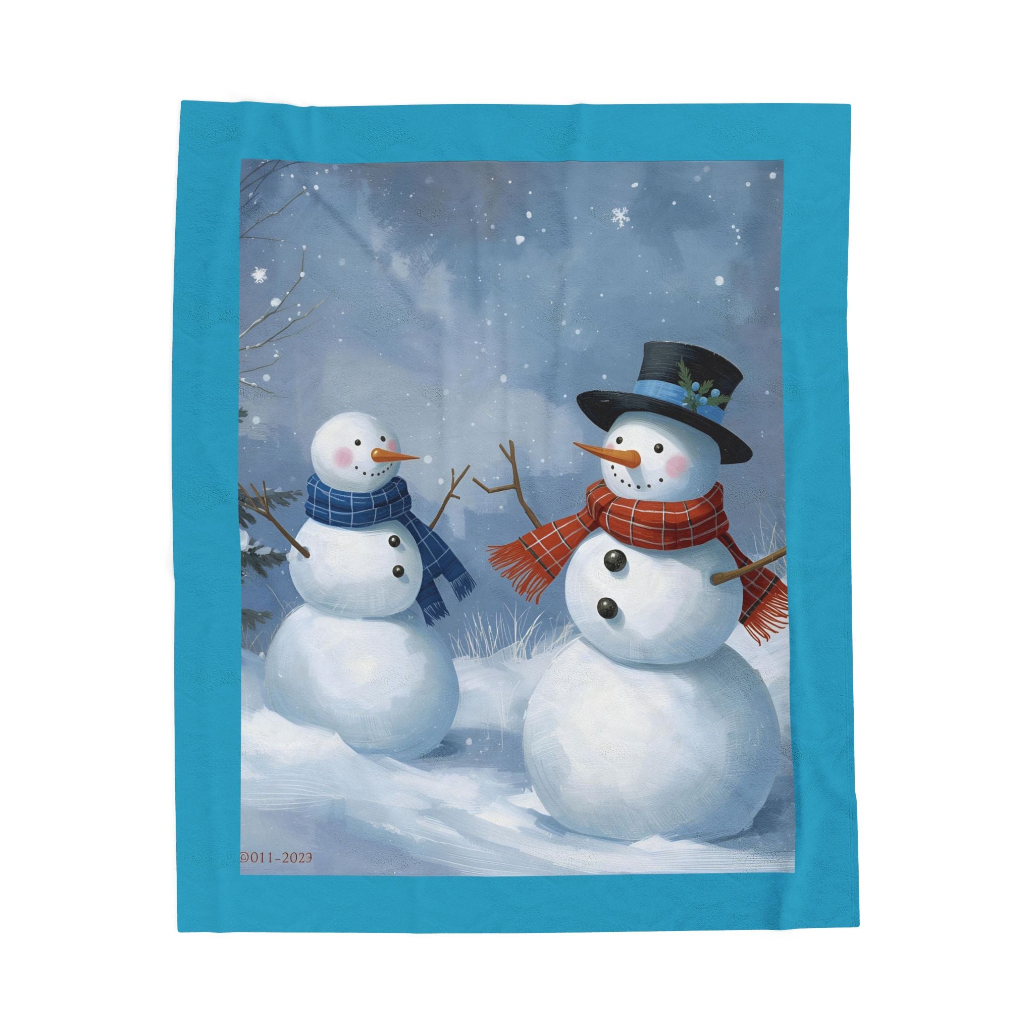 Christmas Snowman Family Velveteen Plush Blanket