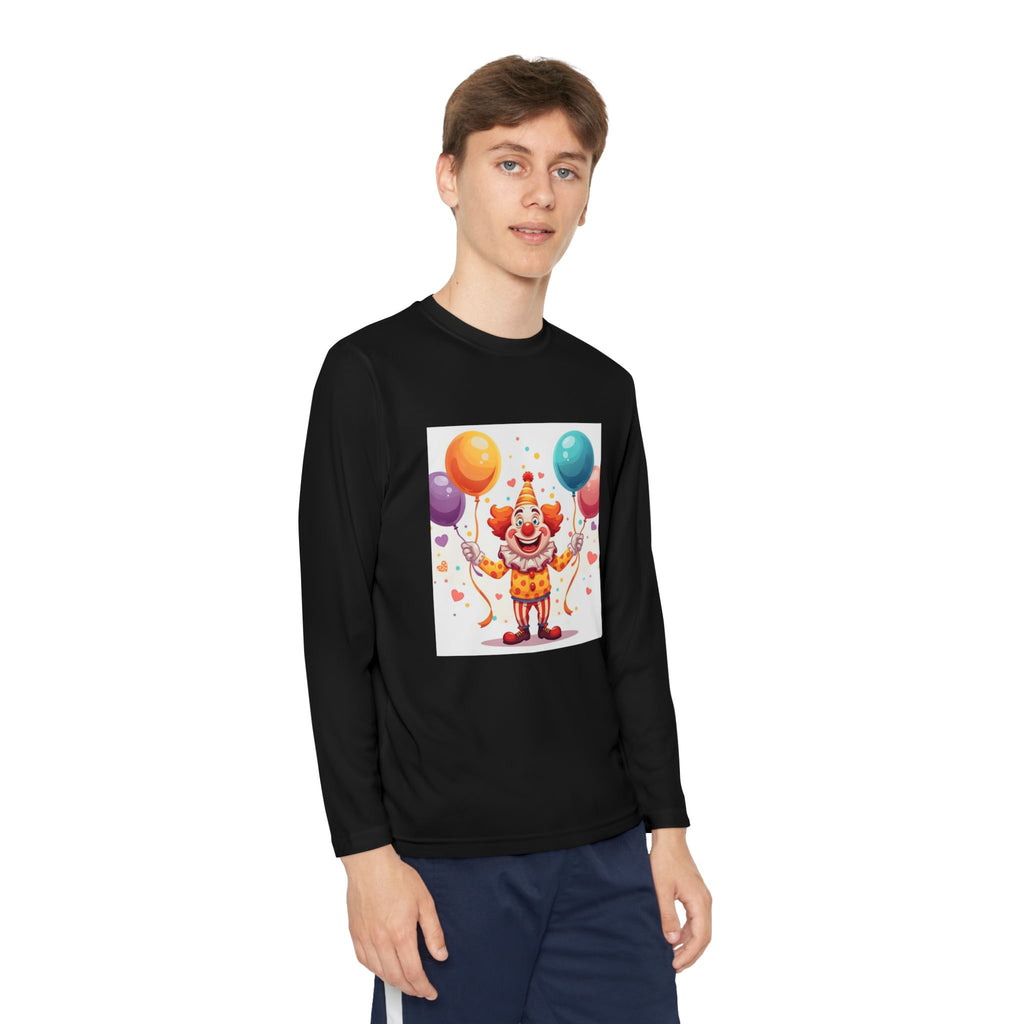 Birthday Clown With Balloons Youth Long Sleeve Competitor Tee