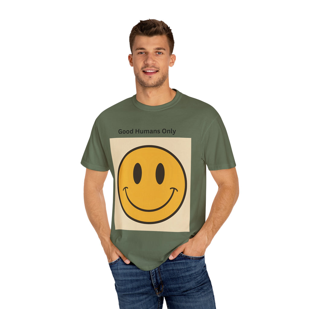 Smiley Face Good Humans Only T-Shirt, Unisex Smiley Tee, Cute Graphic Shirt, Casual Wear, Gift for Friends, Positive Vibes Clothing