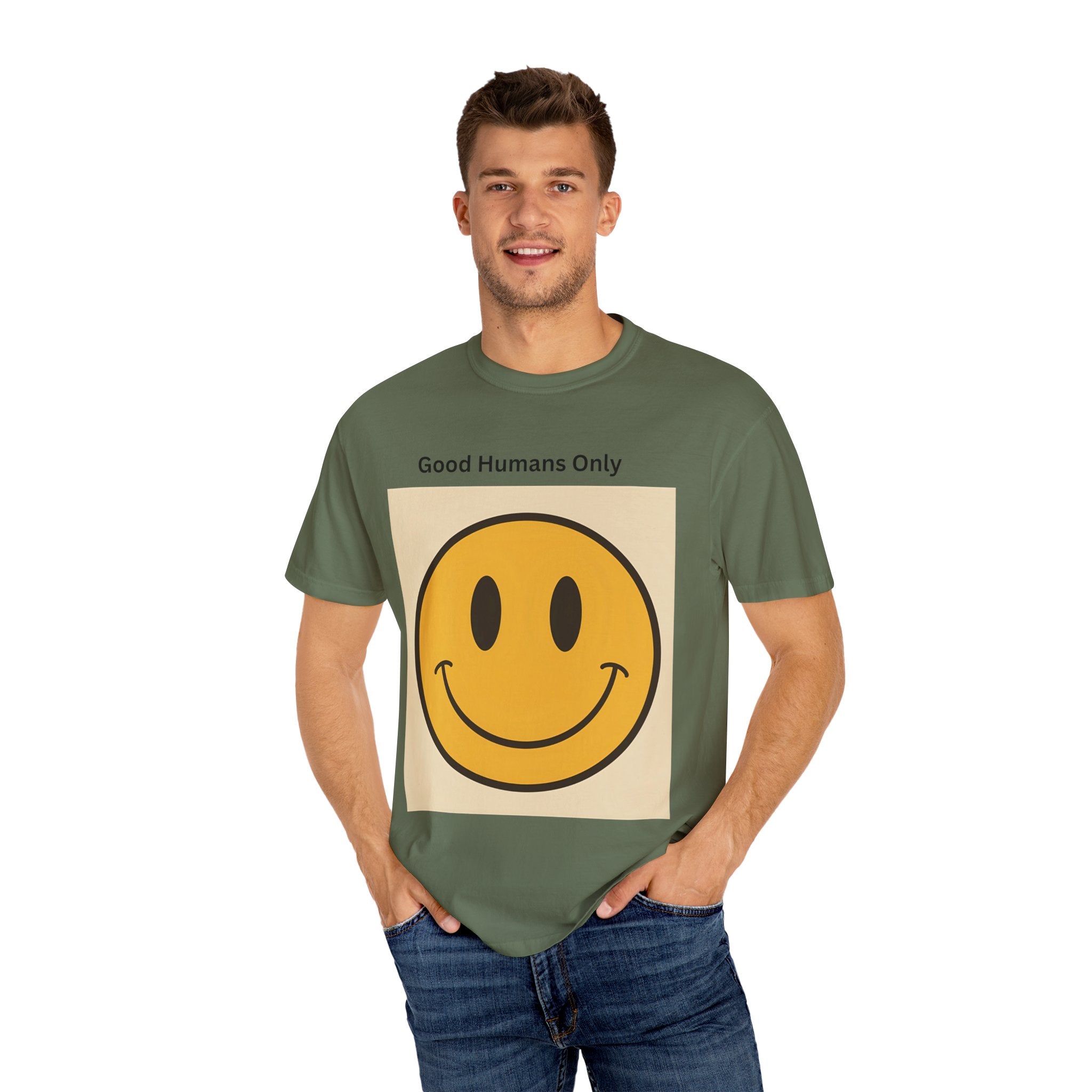 Smiley Face Good Humans Only T-Shirt, Unisex Smiley Tee, Cute Graphic Shirt, Casual Wear, Gift for Friends, Positive Vibes Clothing