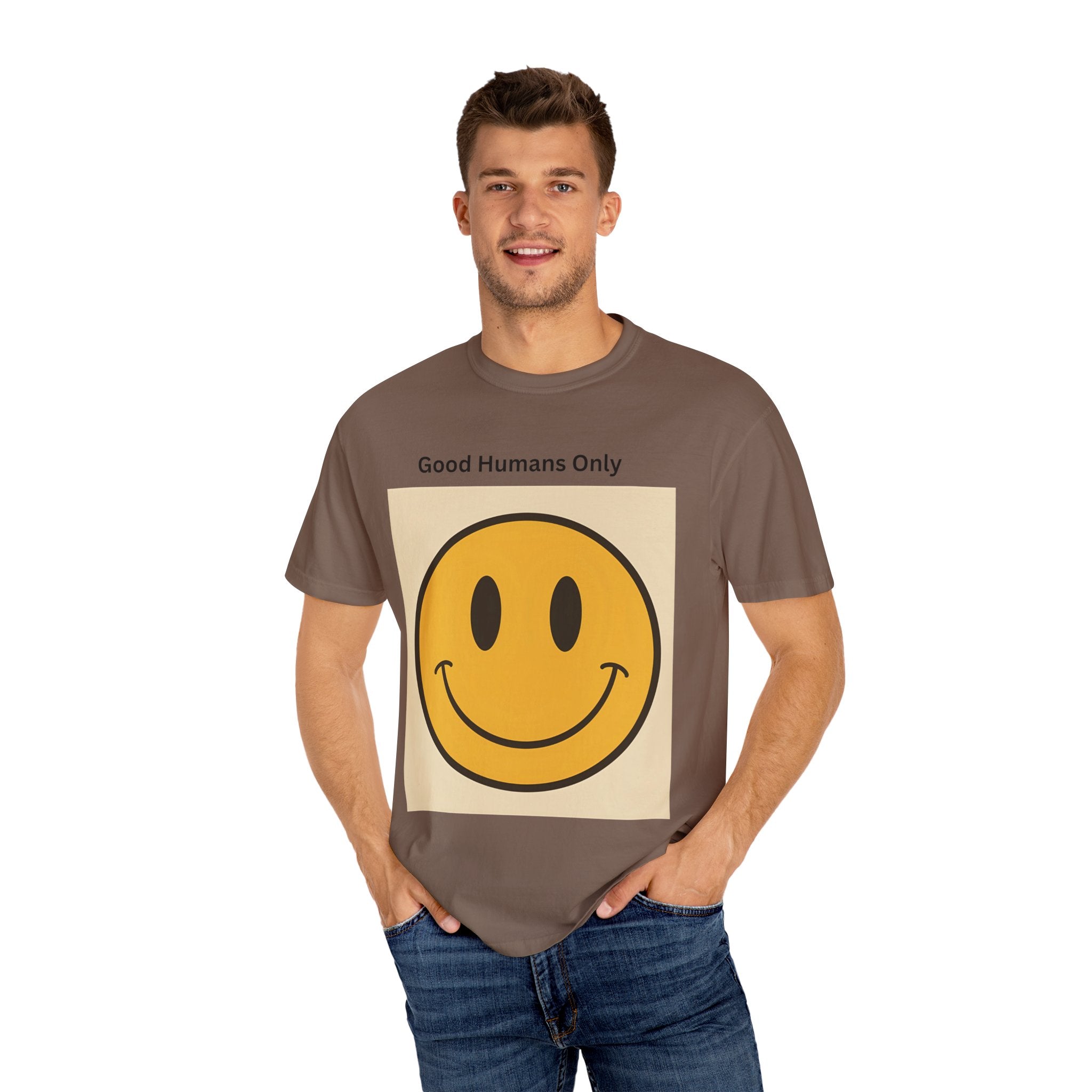 Smiley Face Good Humans Only T-Shirt, Unisex Smiley Tee, Cute Graphic Shirt, Casual Wear, Gift for Friends, Positive Vibes Clothing