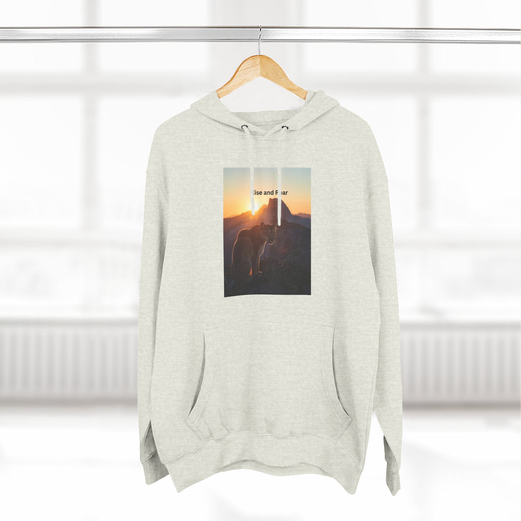 Rise And Roar Sunset Adventure Fleece Hoodie, Cozy Outdoor Hoodie, Travel Apparel, Nature Lover Gift, Comfortable Sweatshirt, Perfect for Bonfires