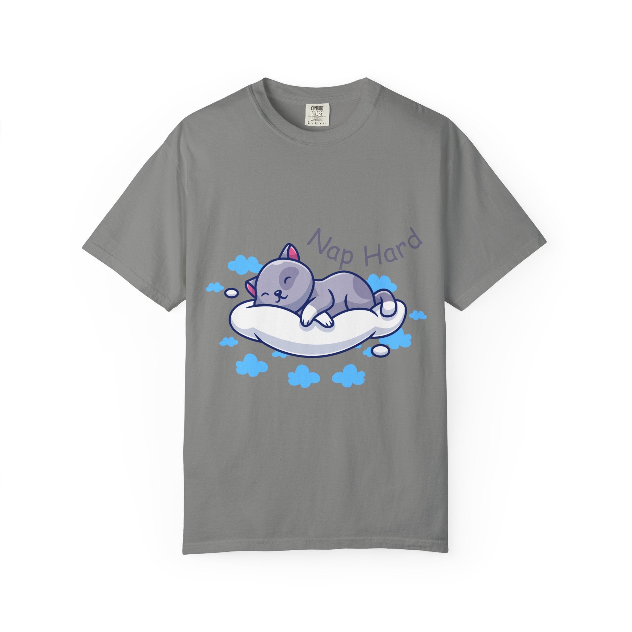 Cat Nap Graphic T-shirt, Cute Cat Tee, Relaxed Fit Apparel, Gift for Cat Lovers, Cozy Lounge Wear, Funny Pet Humor Top