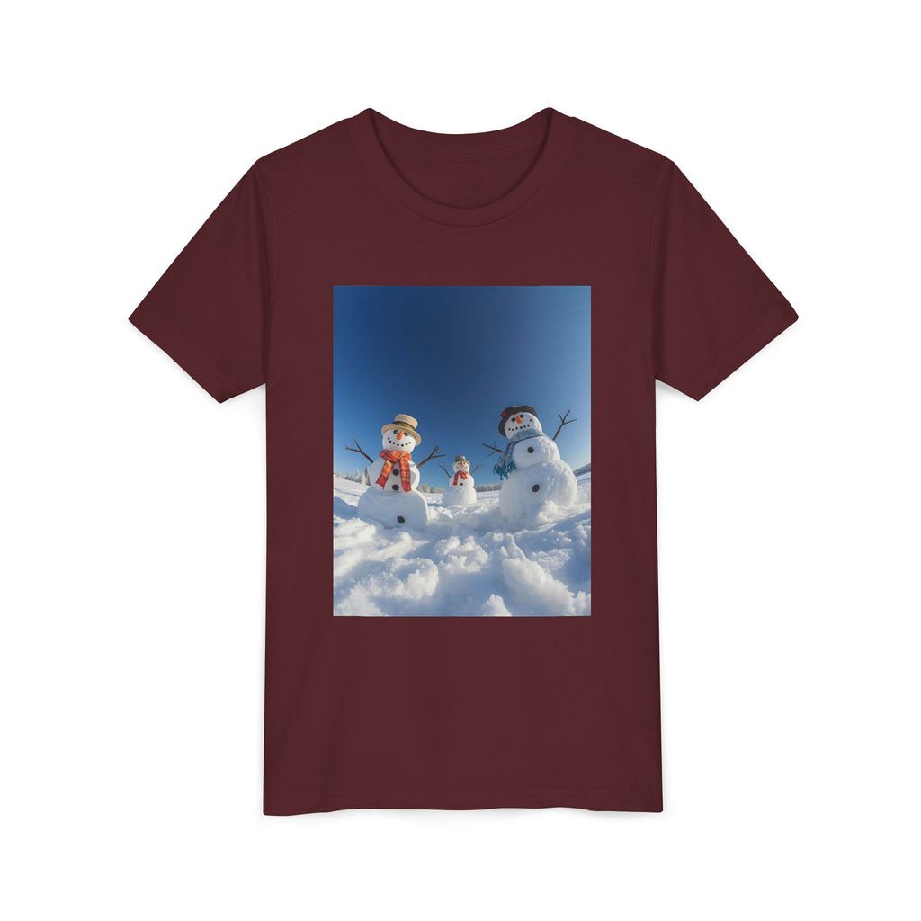 Festive Christmas Snowman Family Youth Short Sleeve Tee