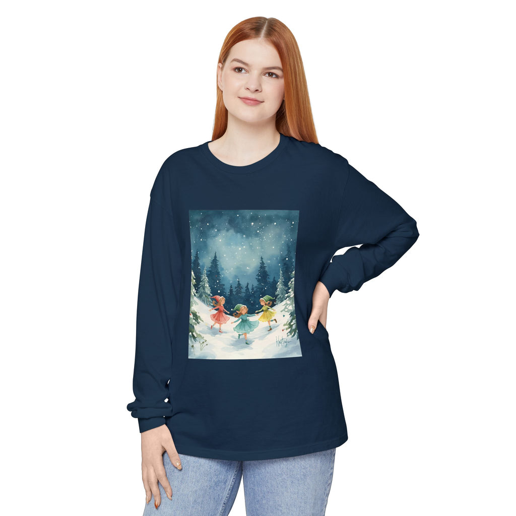 Winter Wonderland Long Sleeve T-Shirt, Cozy Graphic Tee, Perfect for Holidays, Gift for Her, Winter Apparel, Seasonal Fashion