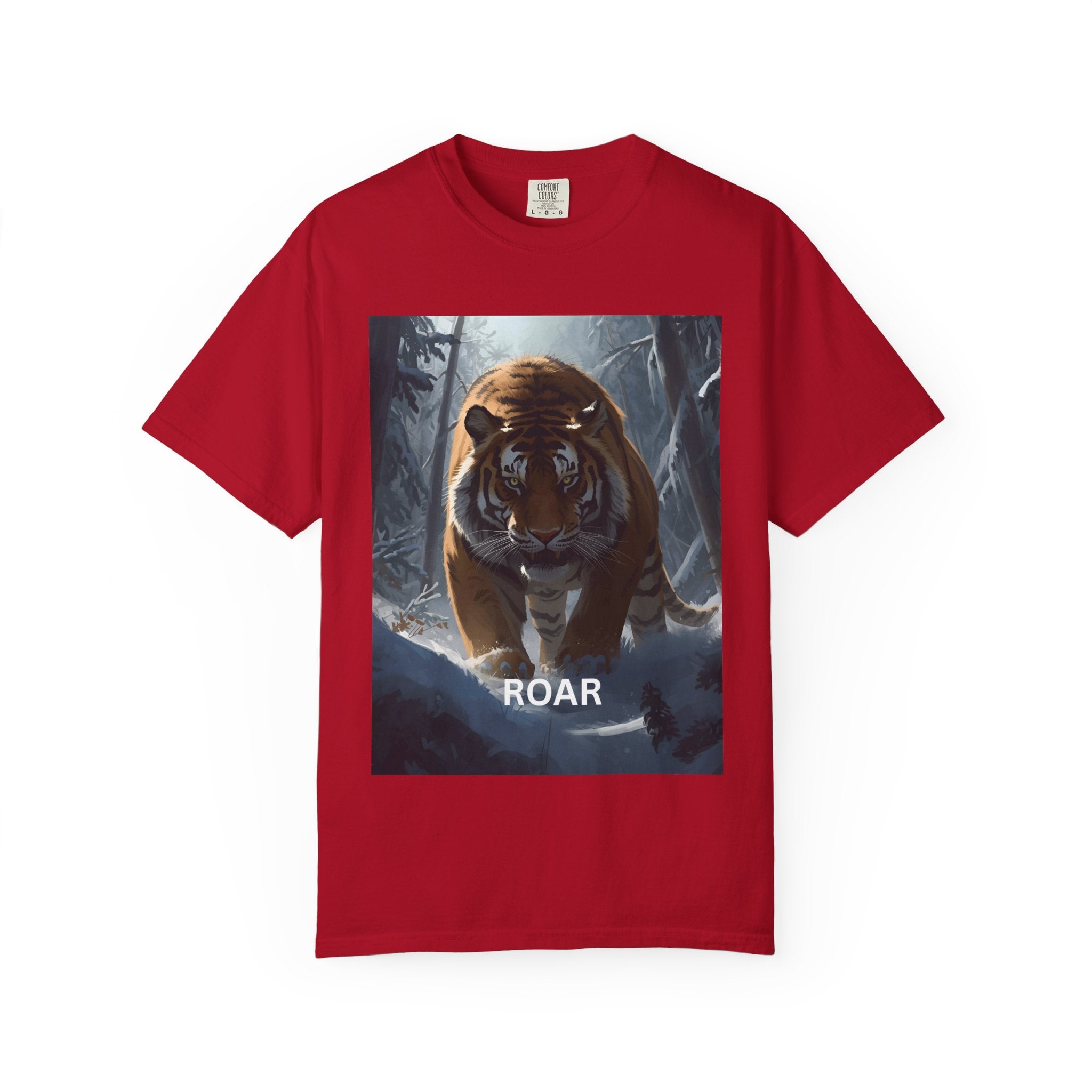 Tiger Roar Snow Unisex T-Shirt, Animal Lover Gift, Wildlife Tee, Casual Wear, Adventure Shirt, Nature Inspired Apparel