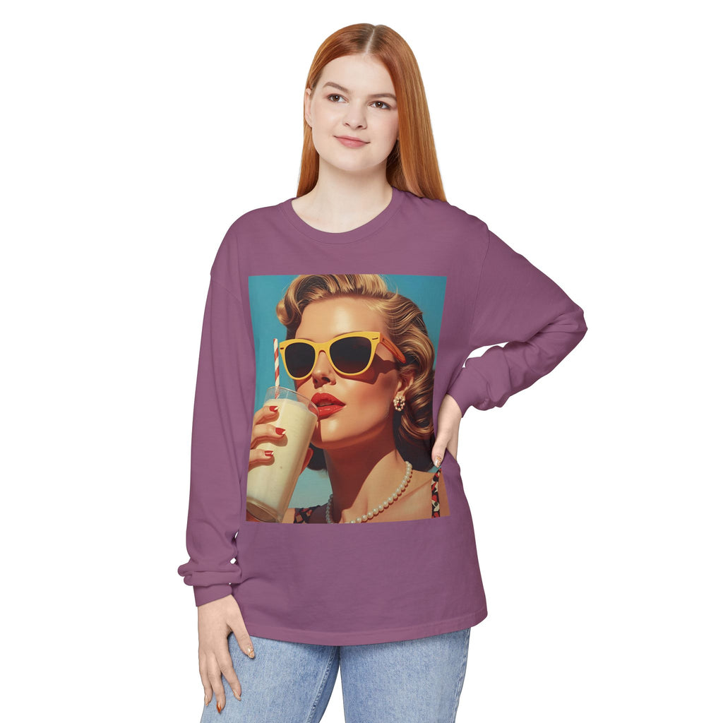 Retro Pop Art Long Sleeve T-Shirt, Vintage Graphic Tee, Fashion Top, Summer Style shirt, Gift for Art Lovers, Casual Wear