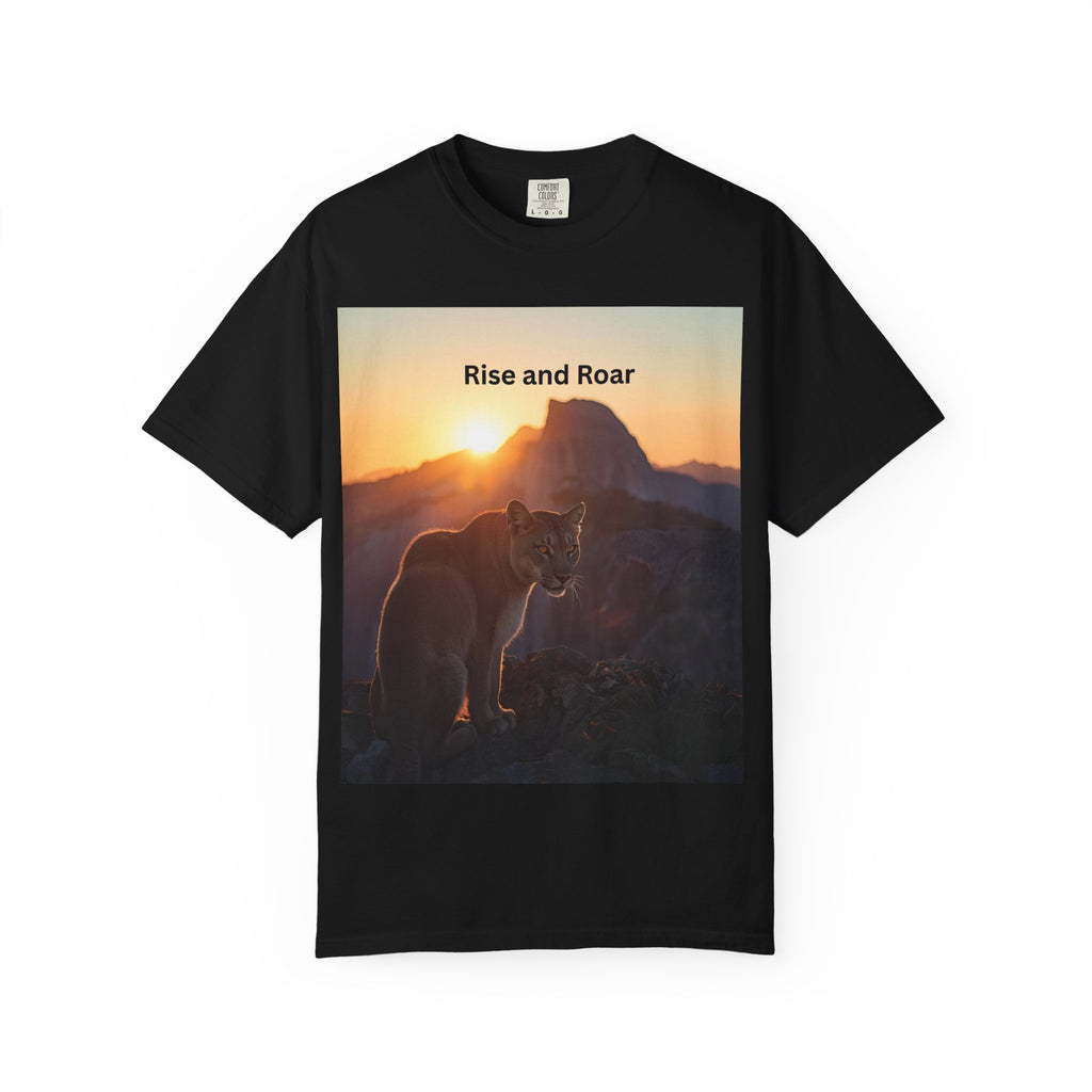 Unisex Nature-Inspired T-Shirt | "Rise and Roar" Graphic Tee, Outdoor Apparel, Gift for Adventurers, Wilderness Lovers, Motivational Shirt