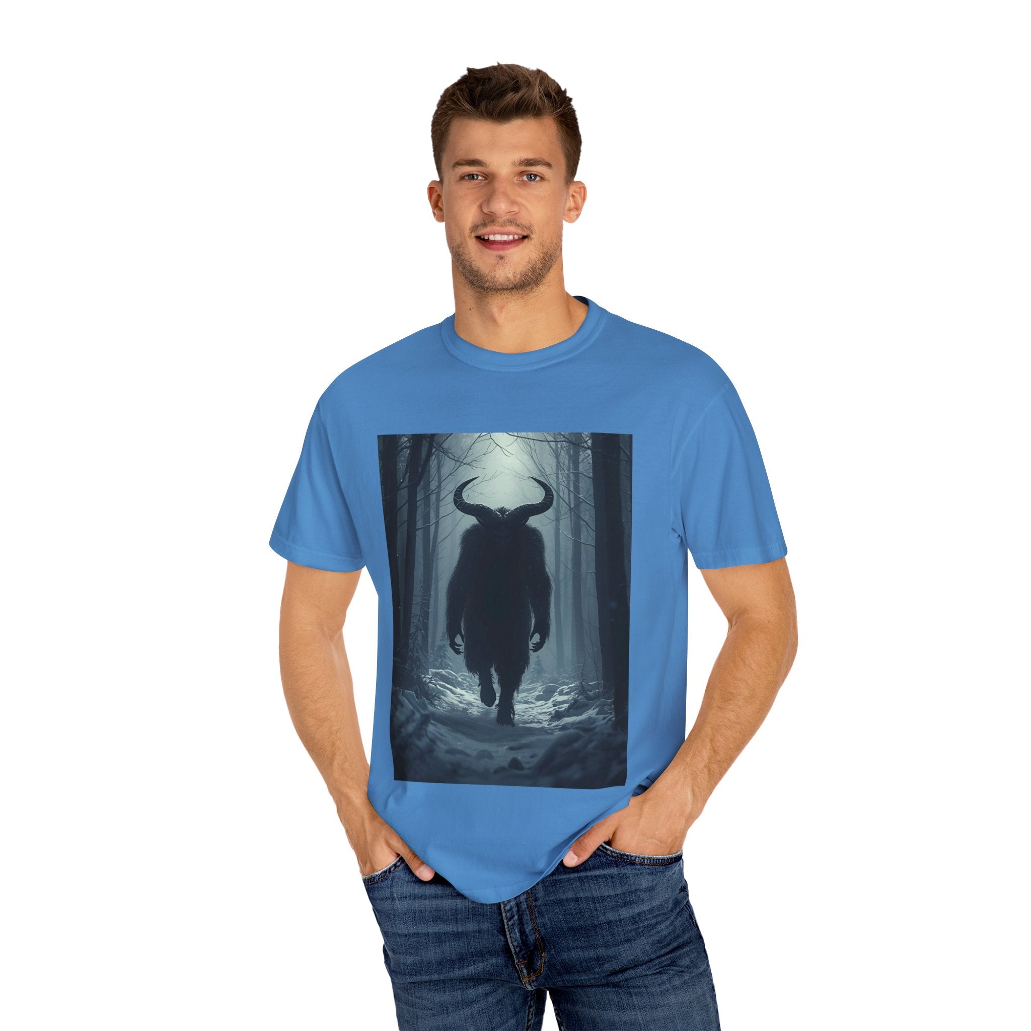 Spooky Forest Creature T-Shirt | Unisex Garment-Dyed Tee | Nature Lover Apparel, Graphic Tee, Gift for Him, Outdoor Adventure Wear