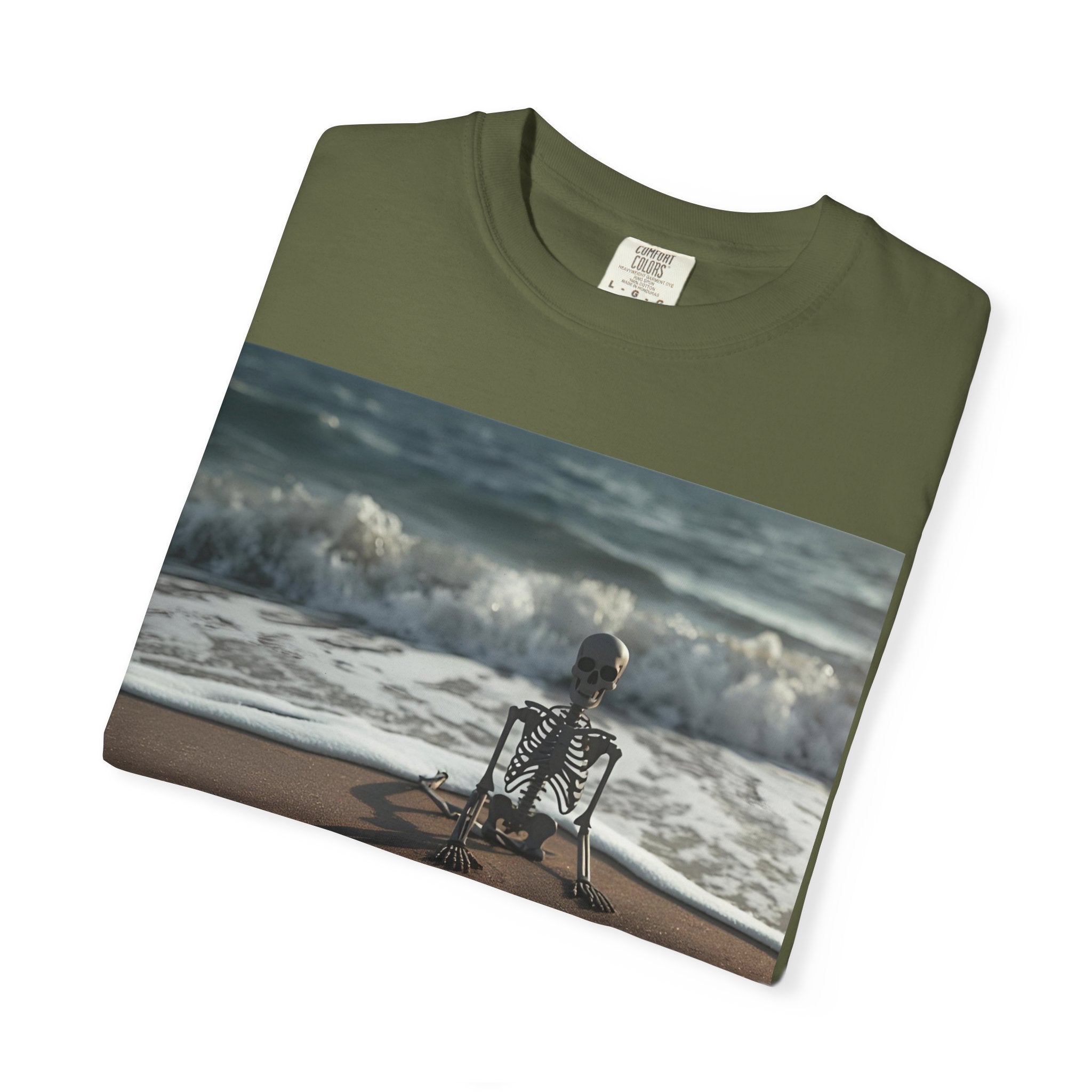 Halloween Beach Skeleton Vibes Unisex T-Shirt, Spooky Summer Tee, Fun Halloween Shirt, Beachwear, Casual Halloween Outfit