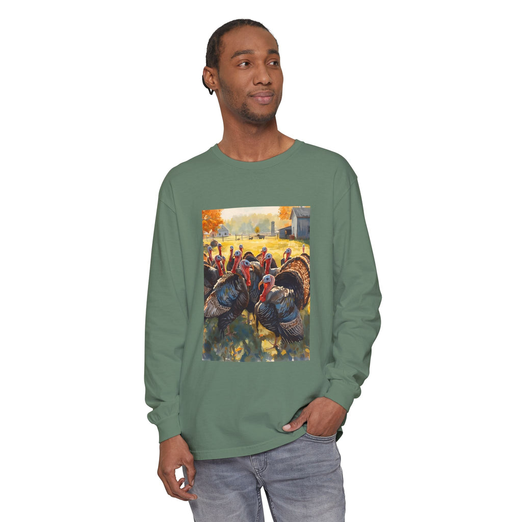 Thanksgiving Turkey Unisex Garment-dyed Long Sleeve T-Shirt