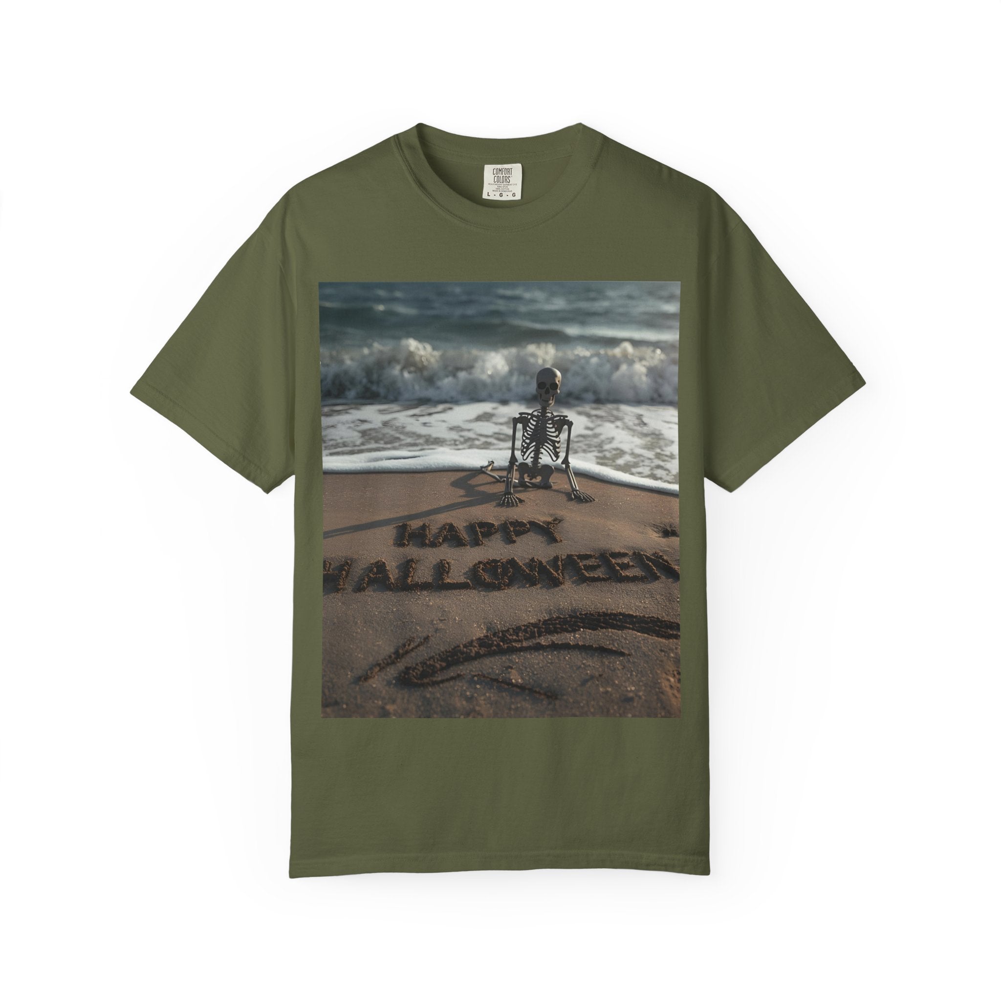 Halloween Beach Skeleton Vibes Unisex T-Shirt, Spooky Summer Tee, Fun Halloween Shirt, Beachwear, Casual Halloween Outfit