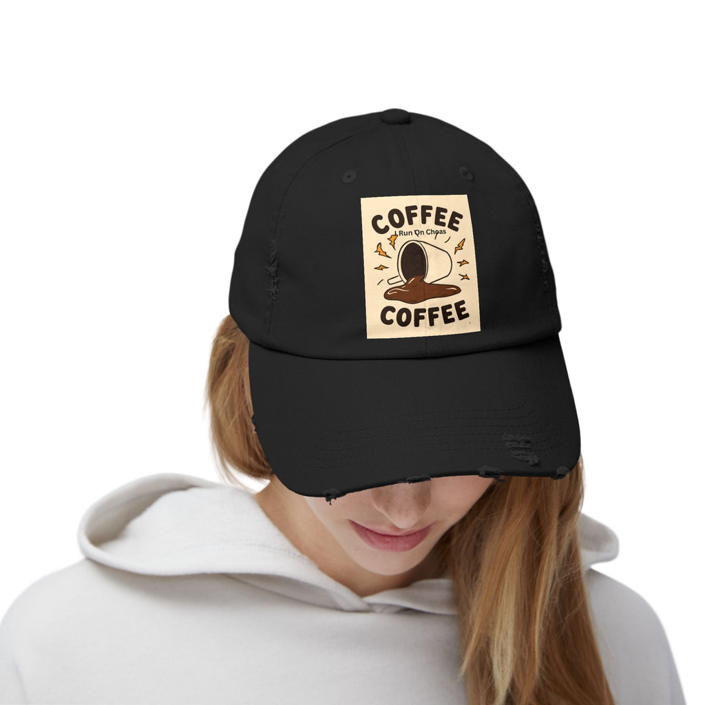Coffee Coffee Unisex Distressed Cap