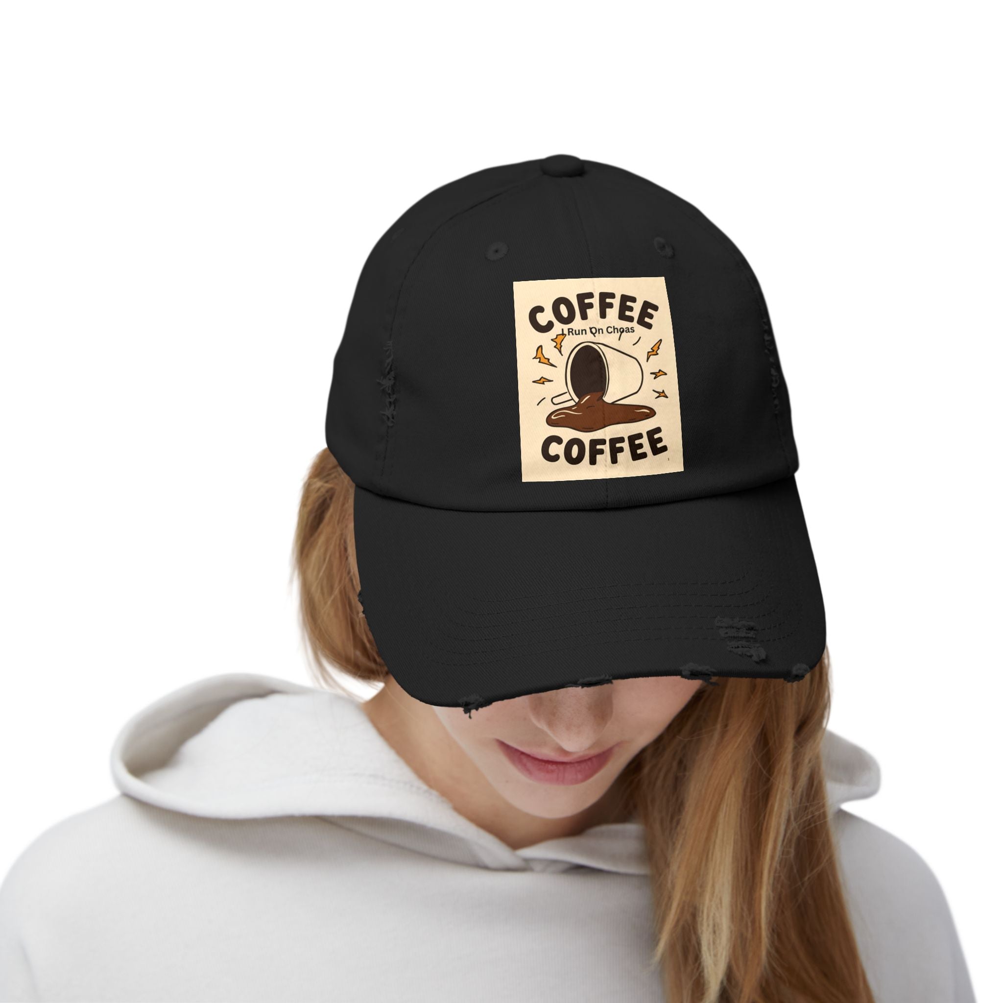 Coffee Coffee Unisex Distressed Cap