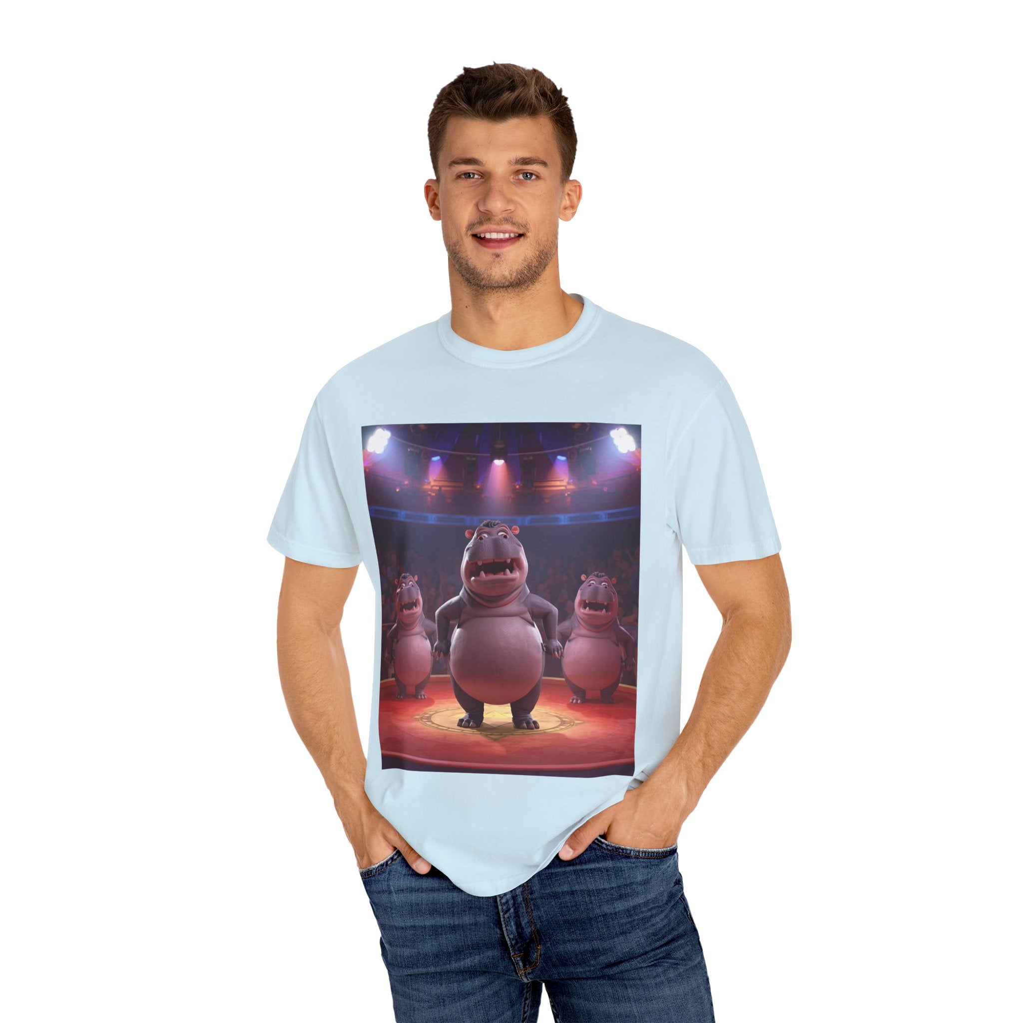 Fun Hippo Performance T-Shirt, Unisex Cotton Tee, Cartoon T-shirt, Gift for Kids, Animal Lover Shirt, Birthday Party Apparel